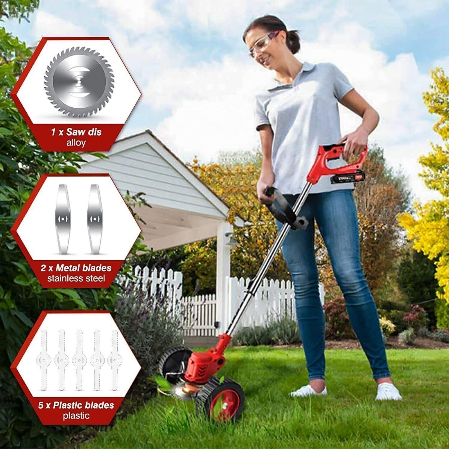 Image of SHOPOGENIX Electric Grass Cutter Stringless Weed Eater,8 Types Blades (48v*2) Battries Cordless Grass Trimmer