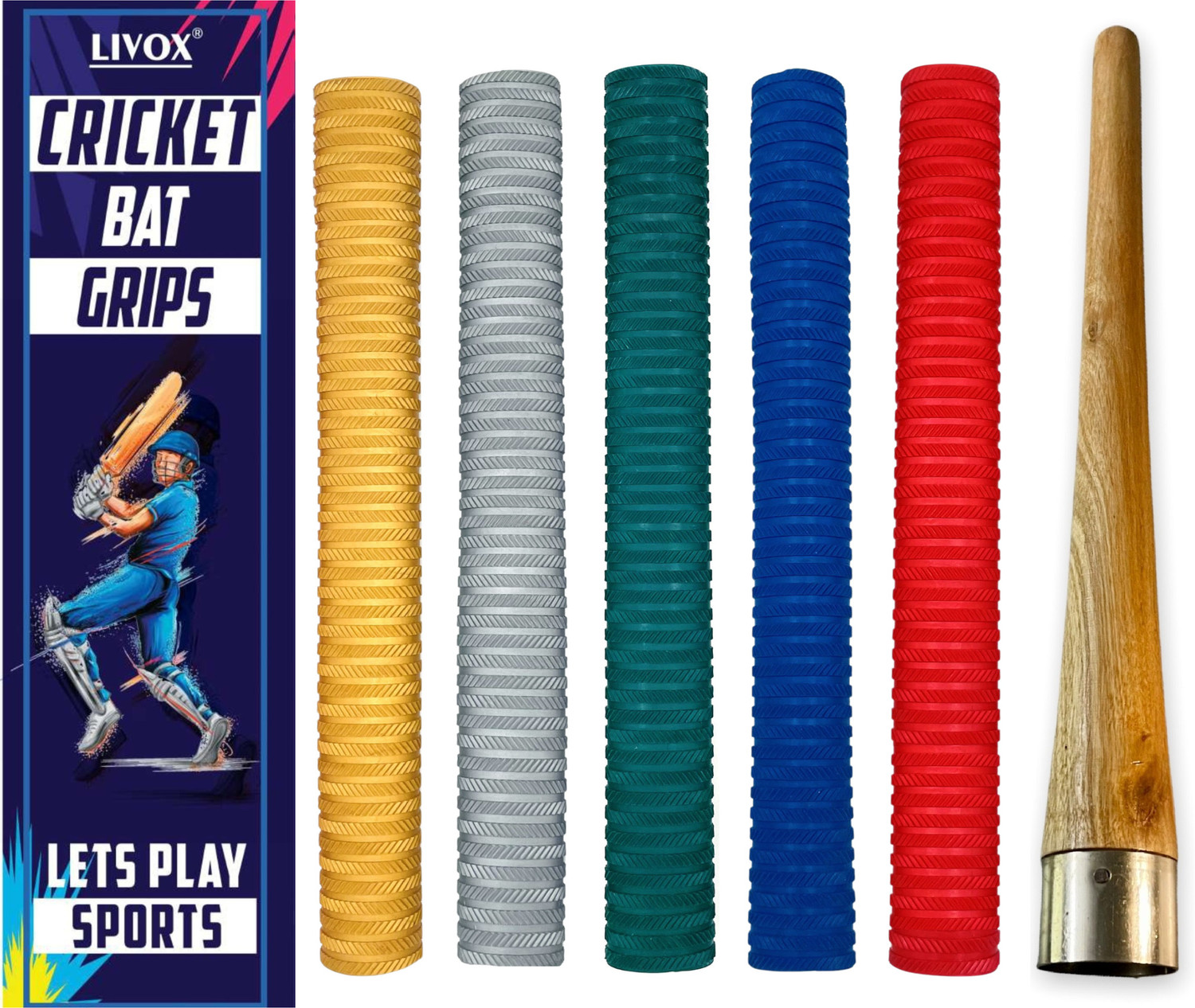 Image of LIVOX First Quality Ring Texture Cricket Bat Grips for Very Good Comfort And One Cone Ultra Tacky