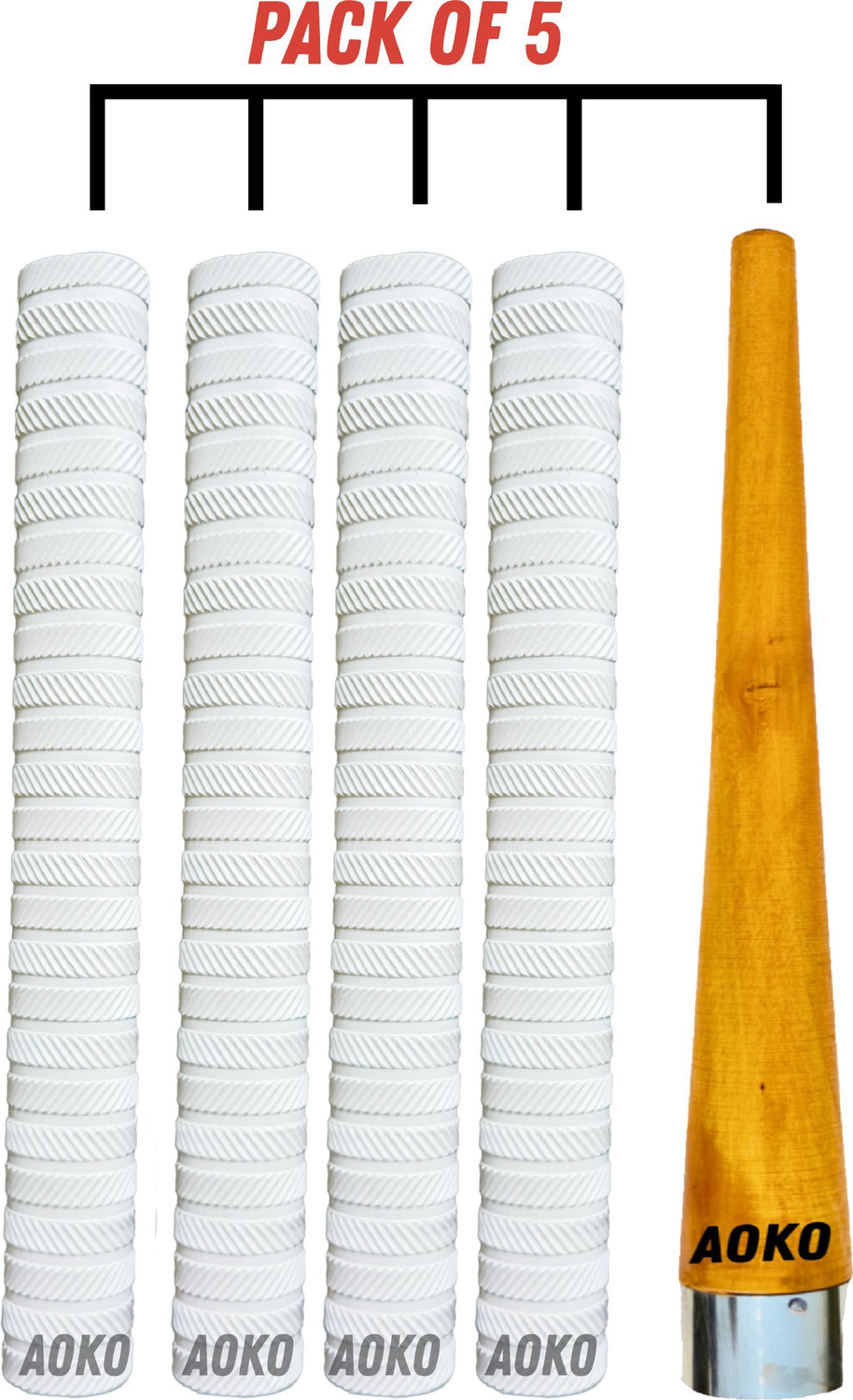 Image of AOKO Plain White Grips for Better Shock 1 Grip Cone for Cricket Bat Handle Ultra Tacky