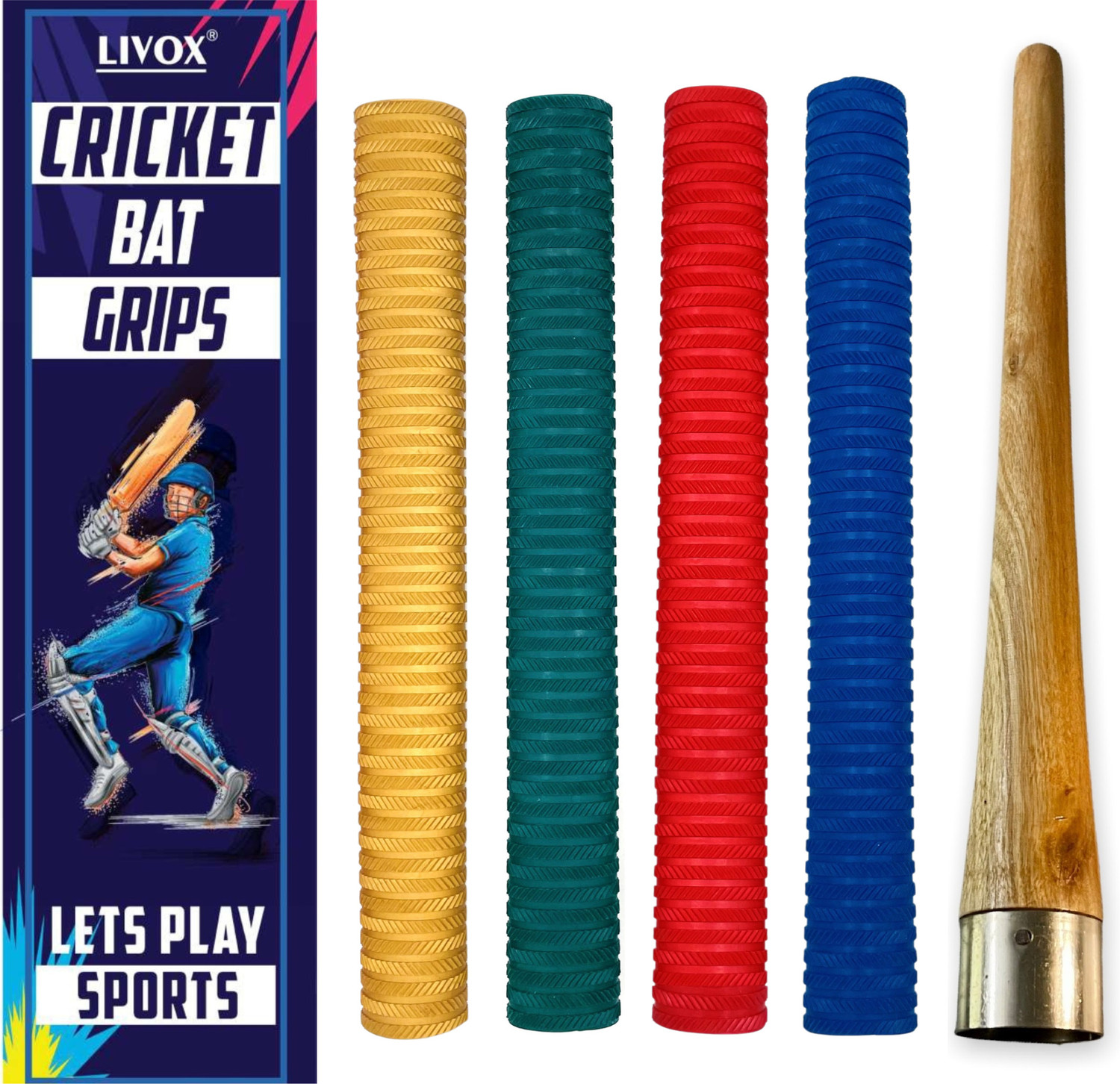 Image of LIVOX First Quality Ring Texture Cricket Bat Grips for Very Good Comfort And One Cone Ultra Tacky