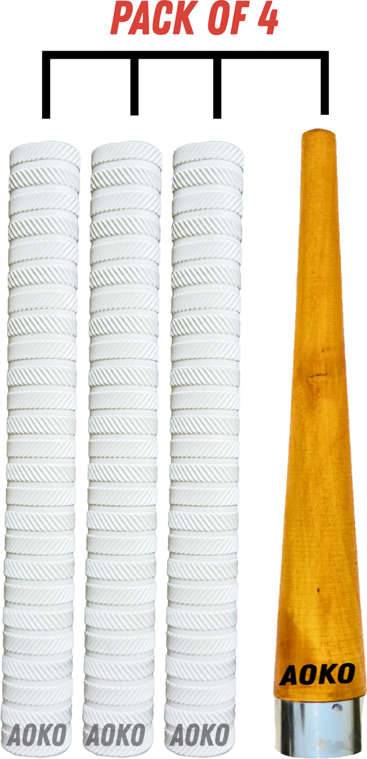 Image of AOKO Plain White Grips for Better Shock 1 Grip Cone for Cricket Bat Handle Ultra Tacky