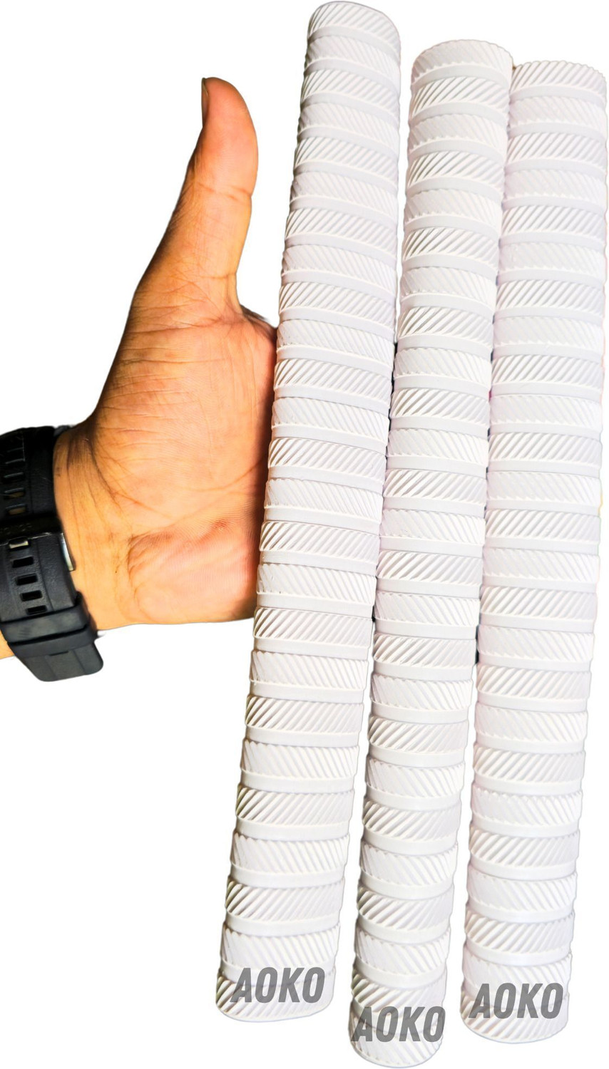 Image of AOKO Plain White Grips for Better Shock 1 Grip Cone for Cricket Bat Handle Ultra Tacky