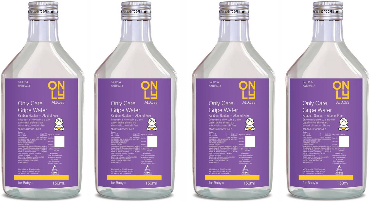 Alloes Pharmaceuticals No Flavor Gripe Water