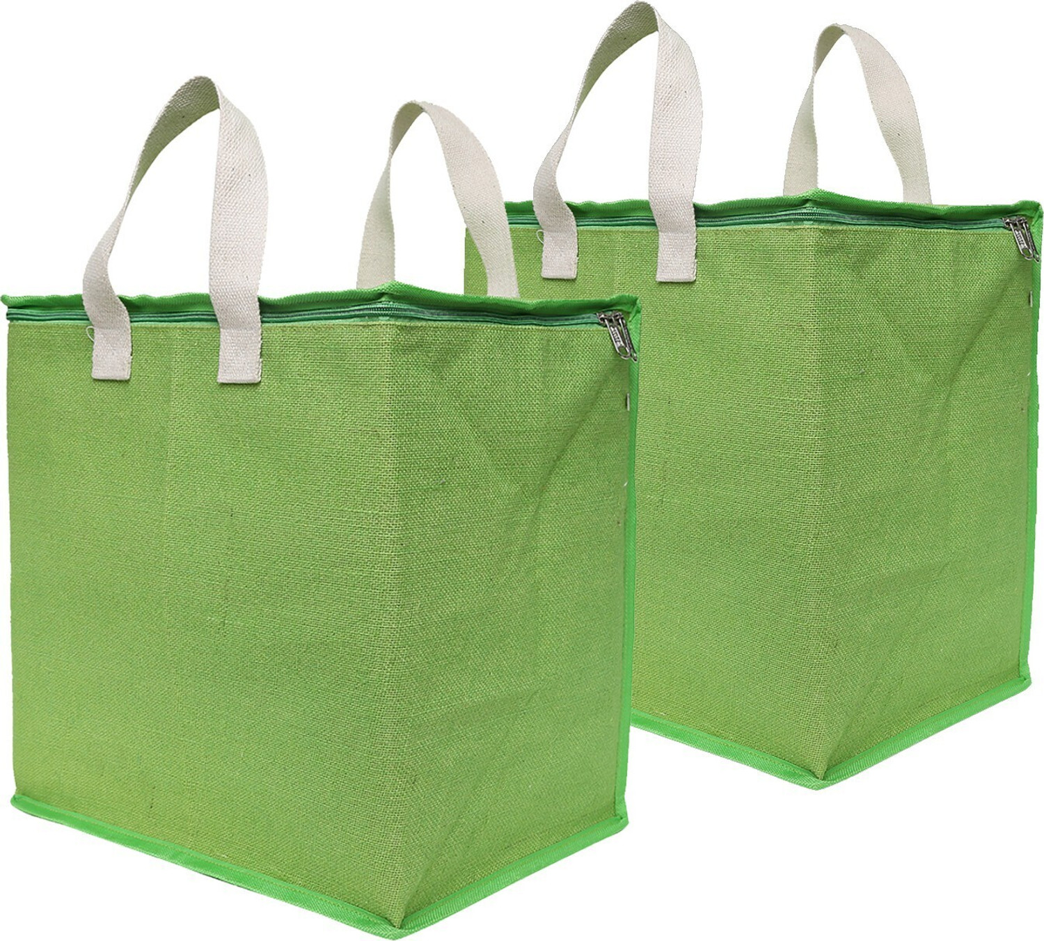 Image of DOUBLE R BAGS Canvas Reinforced Cotton Handles and Thick Base with Multipurpose Storage. Pack of 2 Grocery Bags