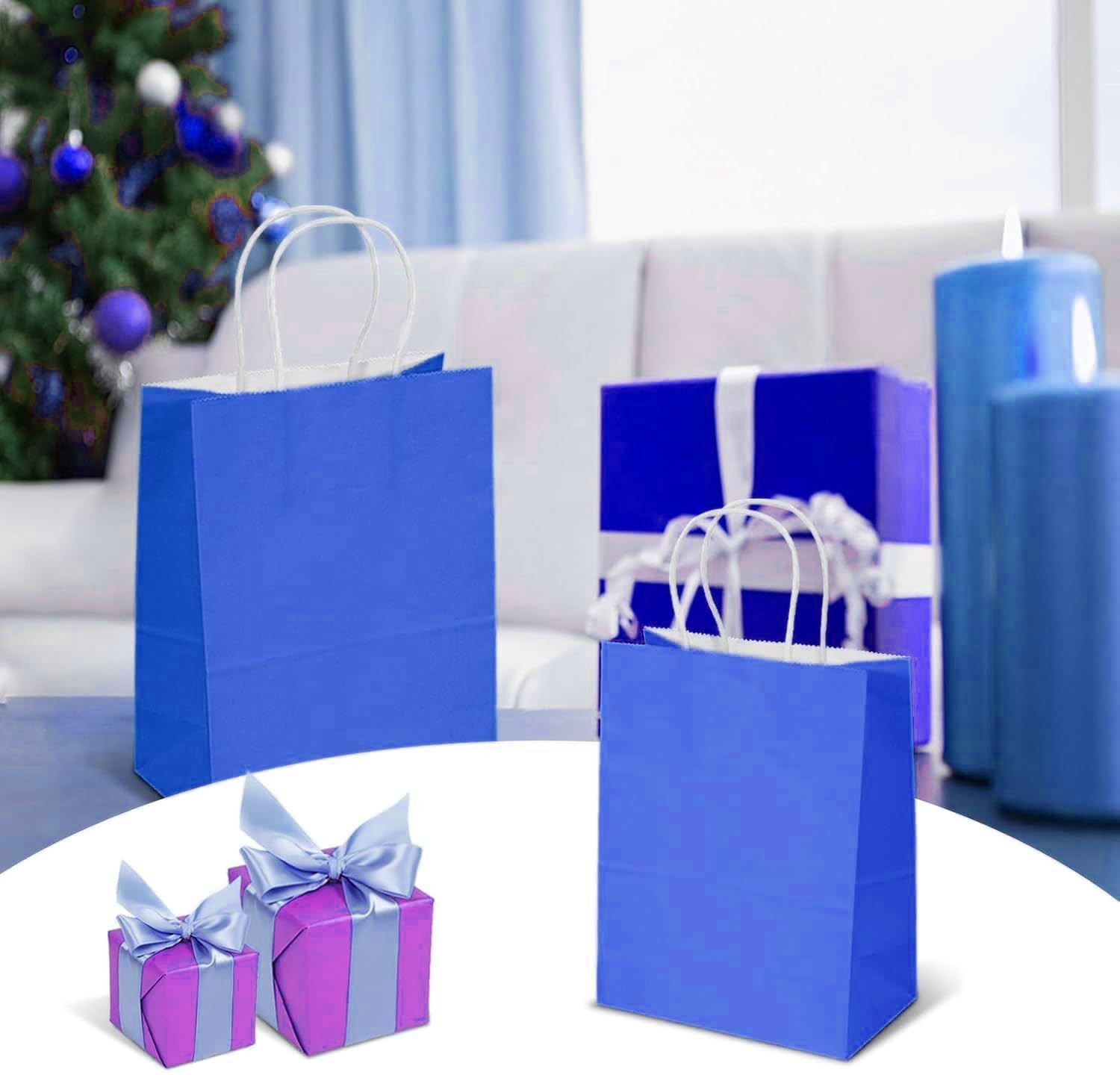Image of Aakriti Kraft Paper Gift Bags with Handles for Birthdays, Weddings, and Return Gifts Pack of 50 Grocery Bags