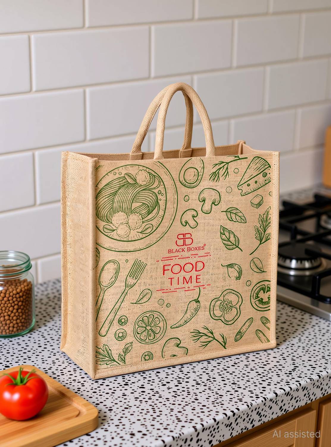 BlackBoxes Big Eco Cotton Jute Shopping Bags for Carry Milk Grocery fruits Grocery Bag