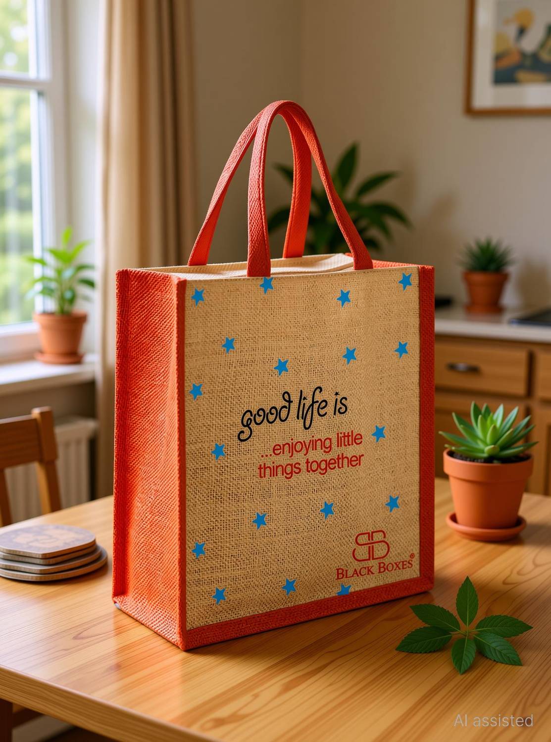 BlackBoxes Big Eco Cotton Jute Shopping Bags for Carry Milk Grocery fruits Grocery Bag