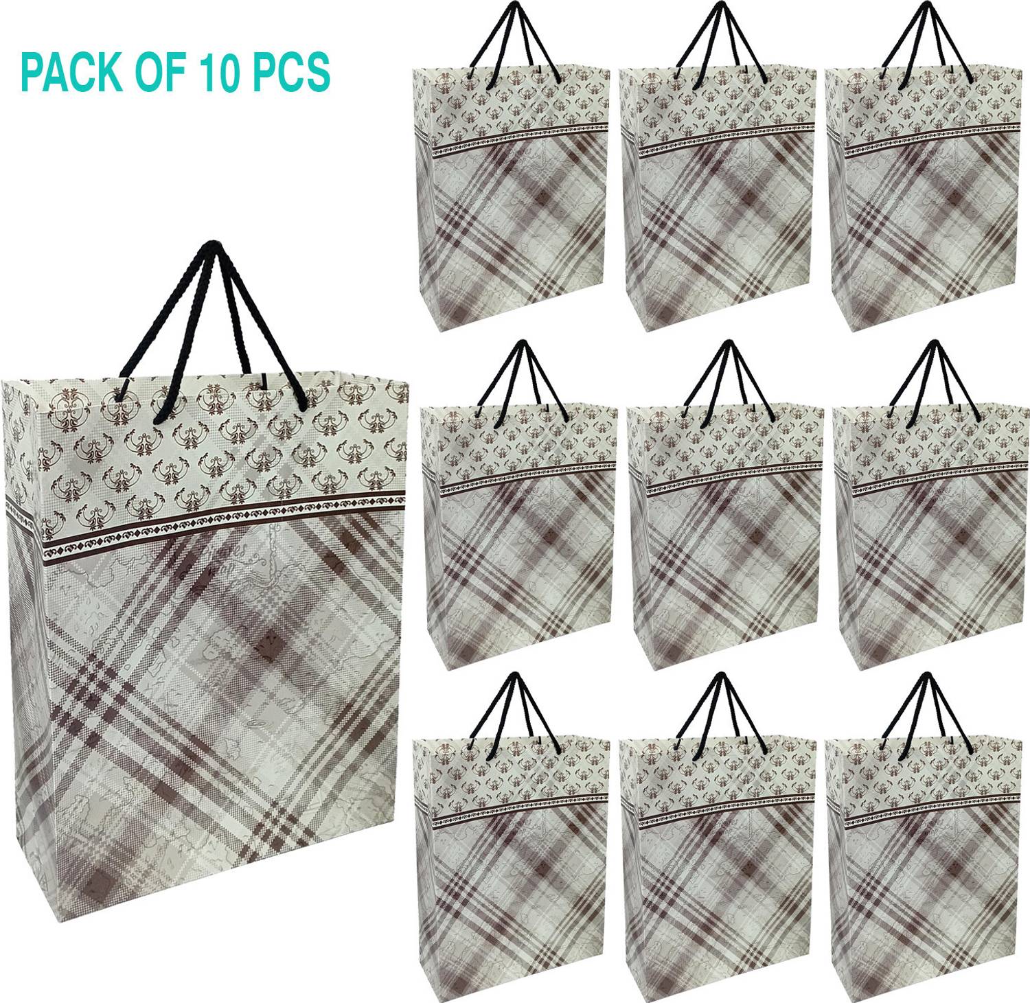 Aakriti Pirate Map Paper Gift Bags with Handles for All Occasions, 12.2"x10"x3.7" Pack of 10 Grocery Bags