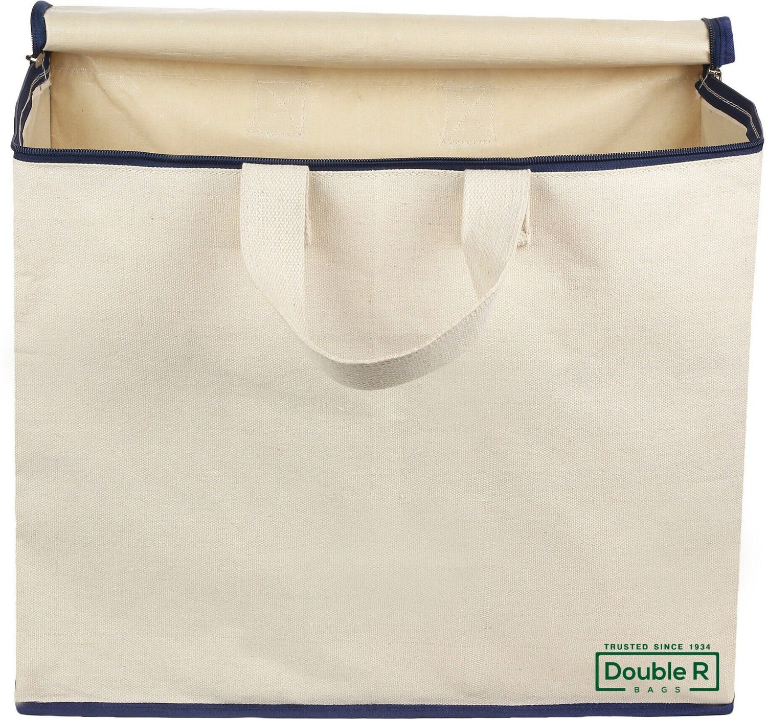 Image of DOUBLE R BAGS Canvas Cotton Handles Multipurpose Storage Organizer and Covers Zip Bag Pack of 2 Grocery Bags