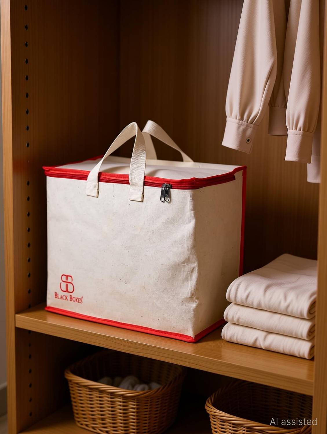 BlackBoxes Canvas Reinforced Cotton Handles with Multipurpose Clothes Storage Organizer Pack of 2 Grocery Bags