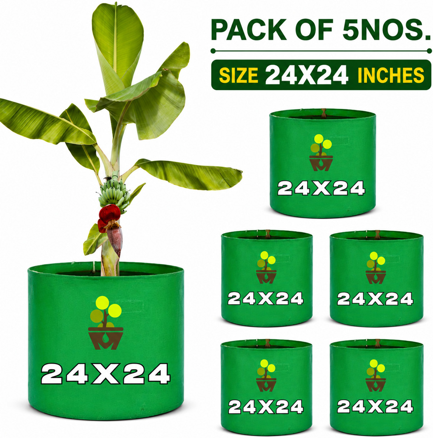 MASHKI Green Bags For Plants, Of Size 24x24 Inches, Hdpe Grow Bags, Plant Bags, Bag Plant Grow Bag