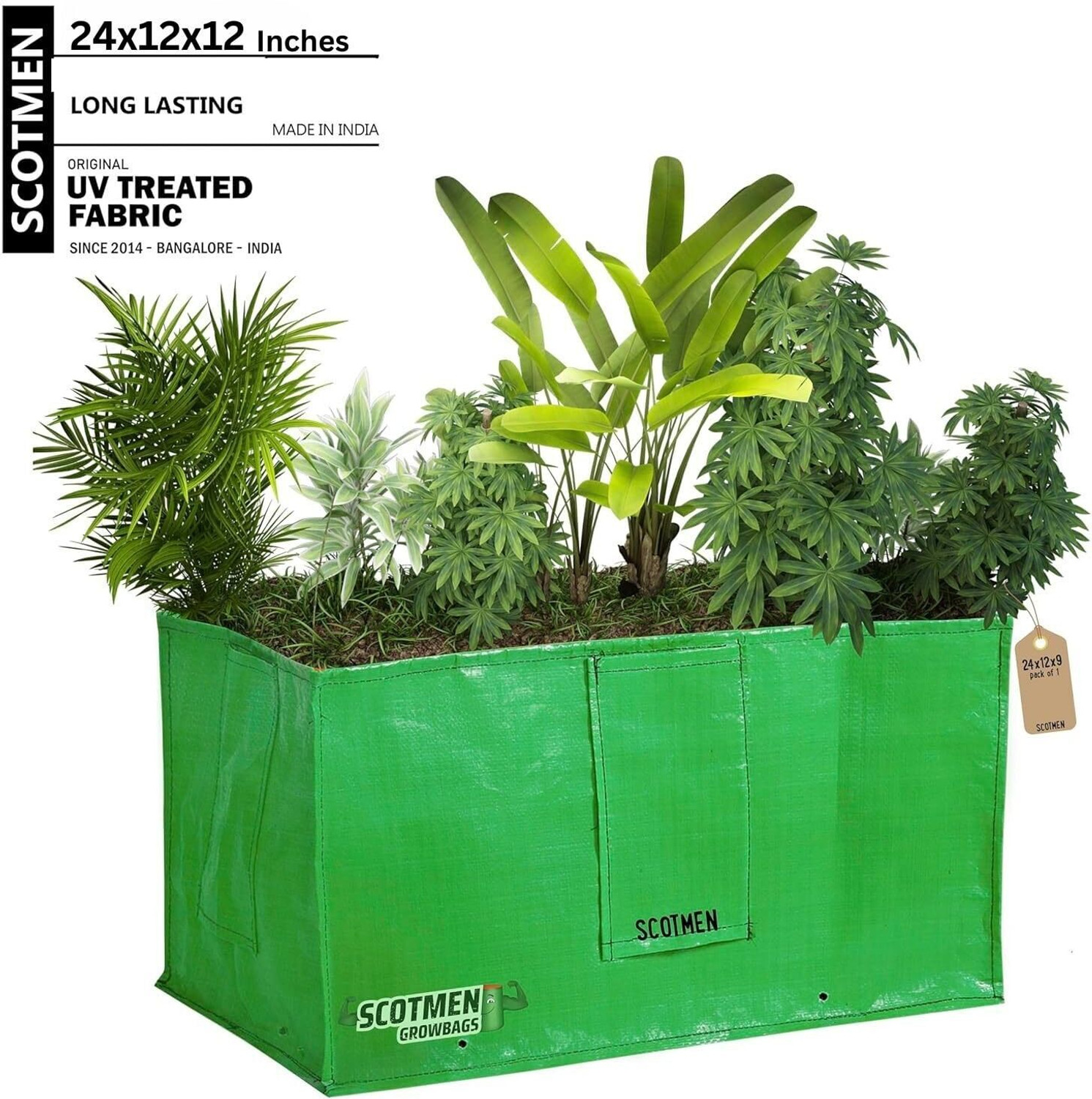 Image of SCOTMEN Pack of 10 Green Grow Bags for Home, Terrace, Plant Gardening Grow Bag