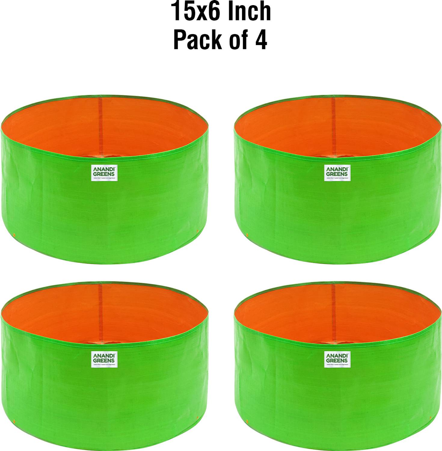 Anandi Greens 15x6 INCH HDPE Uv Protected 220 GSM Round Green Colour Plant Grow Bag