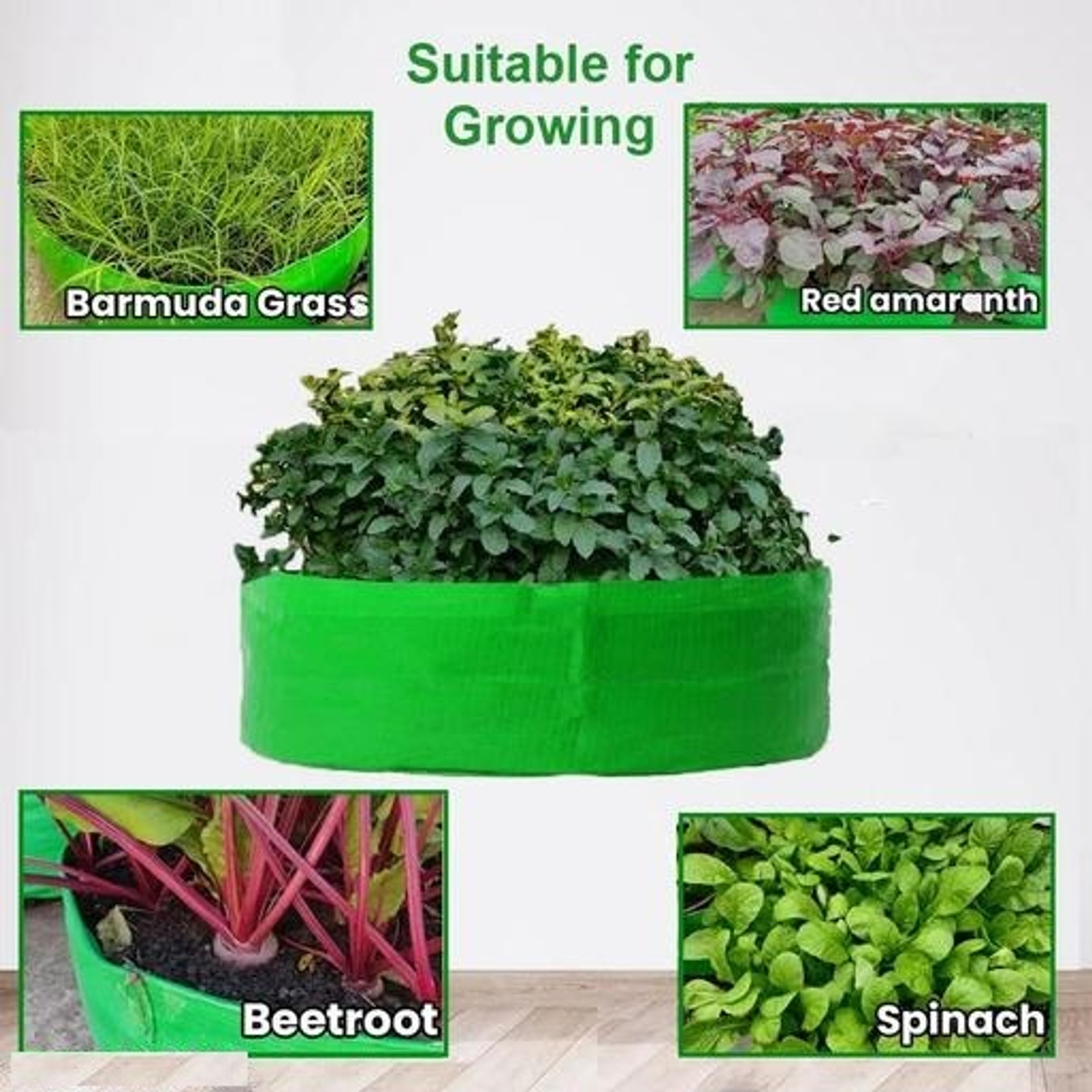 Image of Mavani 24 inch x 6 inch Green Growbags, Spinach Grow Bags, Pack of 1 Bags for Home Gardening Grow Bag