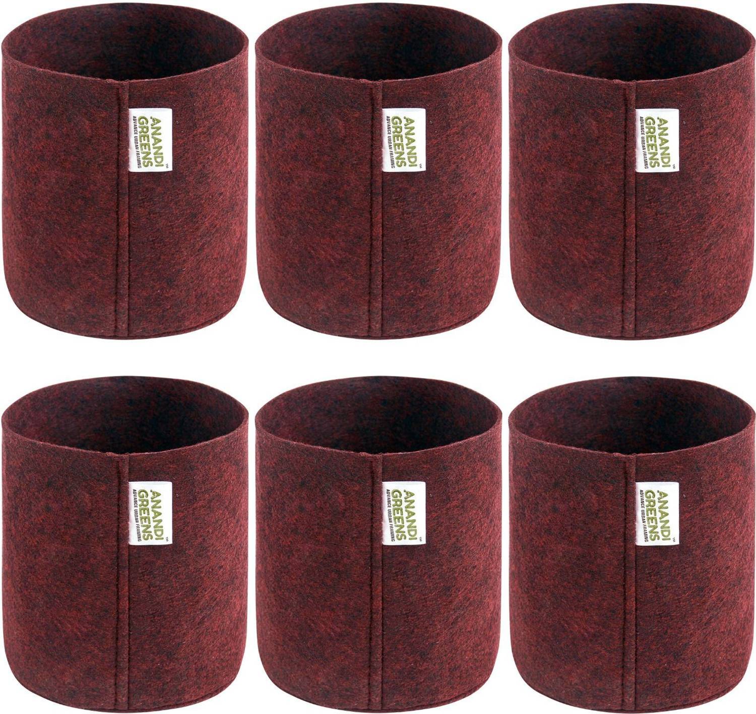Anandi Greens 6x6 INCH 350 GSM Geo Fabric Maroon Color Plant Grow Bag