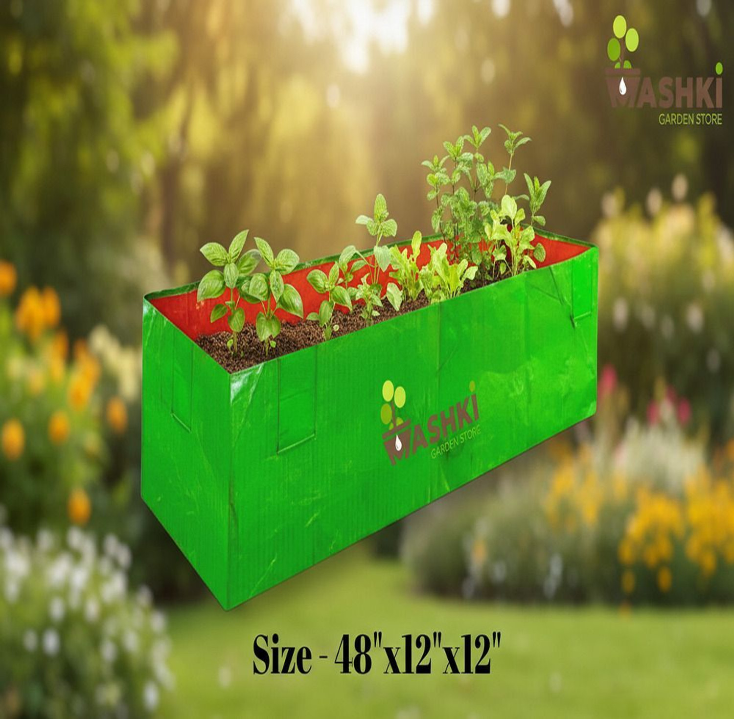 Image of MASHKI 48x12x12 Inch Grow Bag, HDPE 250 GSM HeavyDuty Vegetable, Planter for Terrace Garden Grow Bag