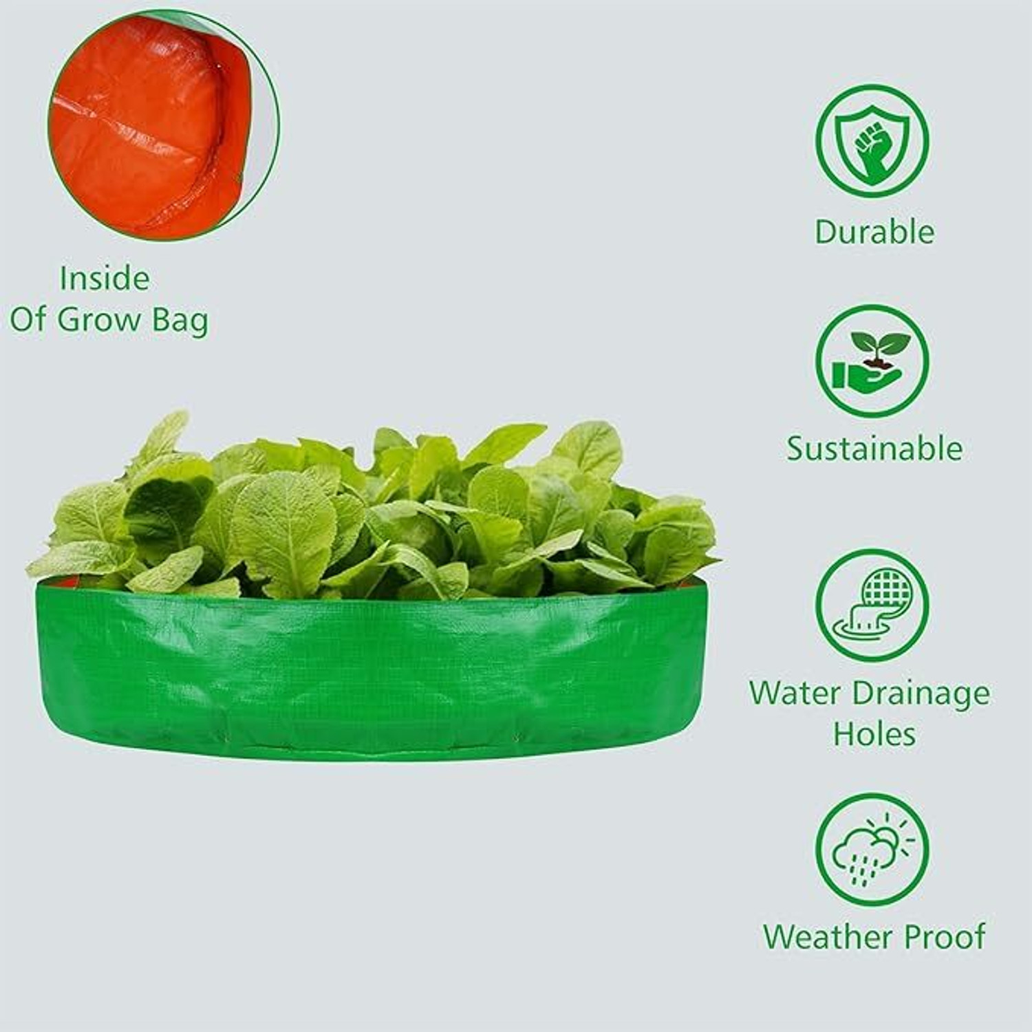Image of Mavani 24 inch x 6 inch Green Growbags, Spinach Grow Bags, Pack of 1 Bags for Home Gardening Grow Bag