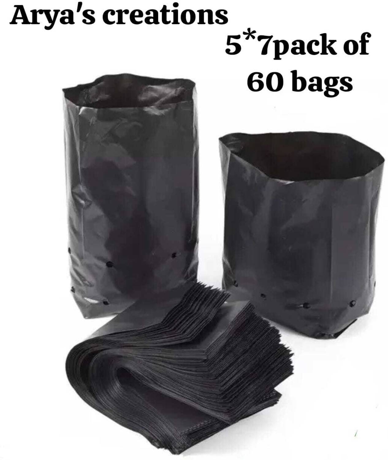 ARYASFASHION 05x07 Nursery Bags Pack of 60 plastic Poly Grow Bag