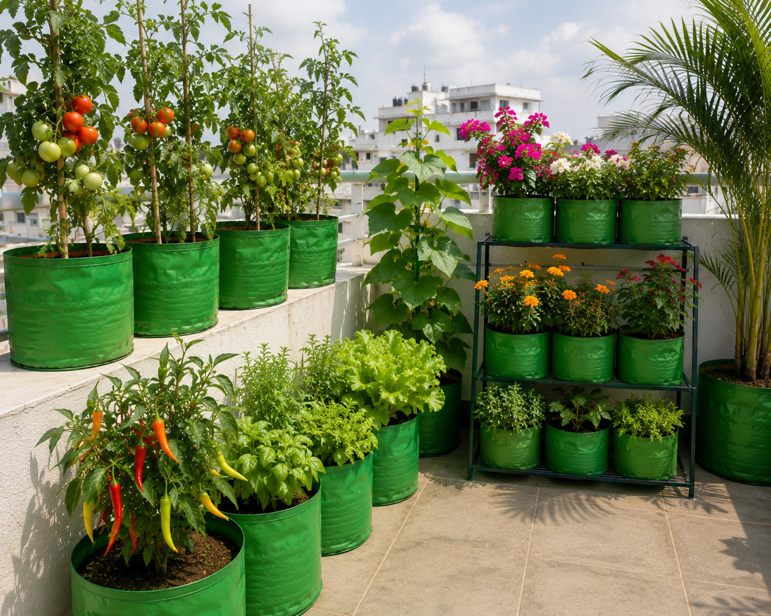 Image of TERRAGUA 18x18 Large Capacity Planting Containers for Terrace Farming 230 GSM Grow Bag