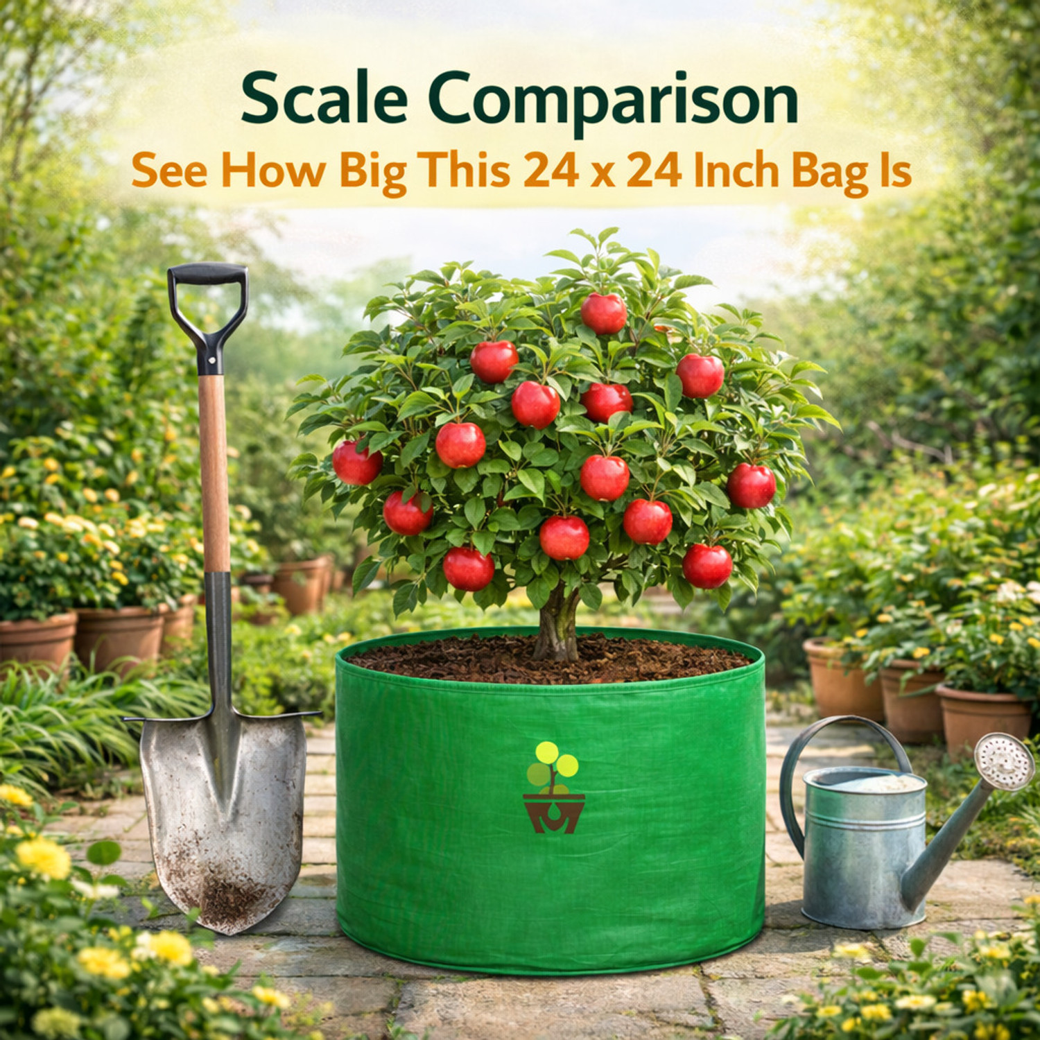 Image of MASHKI Green Bags For Plants, Of Size 24x24 Inches, Hdpe Grow Bags, Plant Bags, Bag Plant Grow Bag