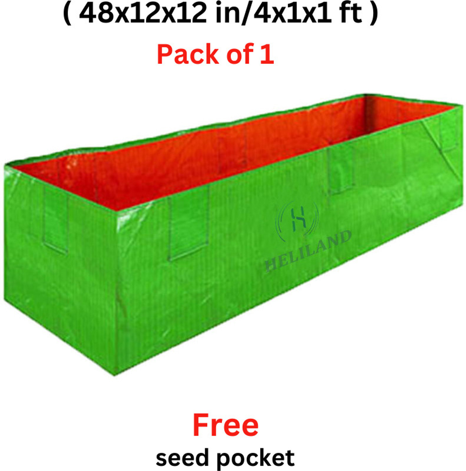 Image of heliland plant bag 48x12x12 in pack 1, plant growing plastic bag, rectangular grow bags Grow Bag