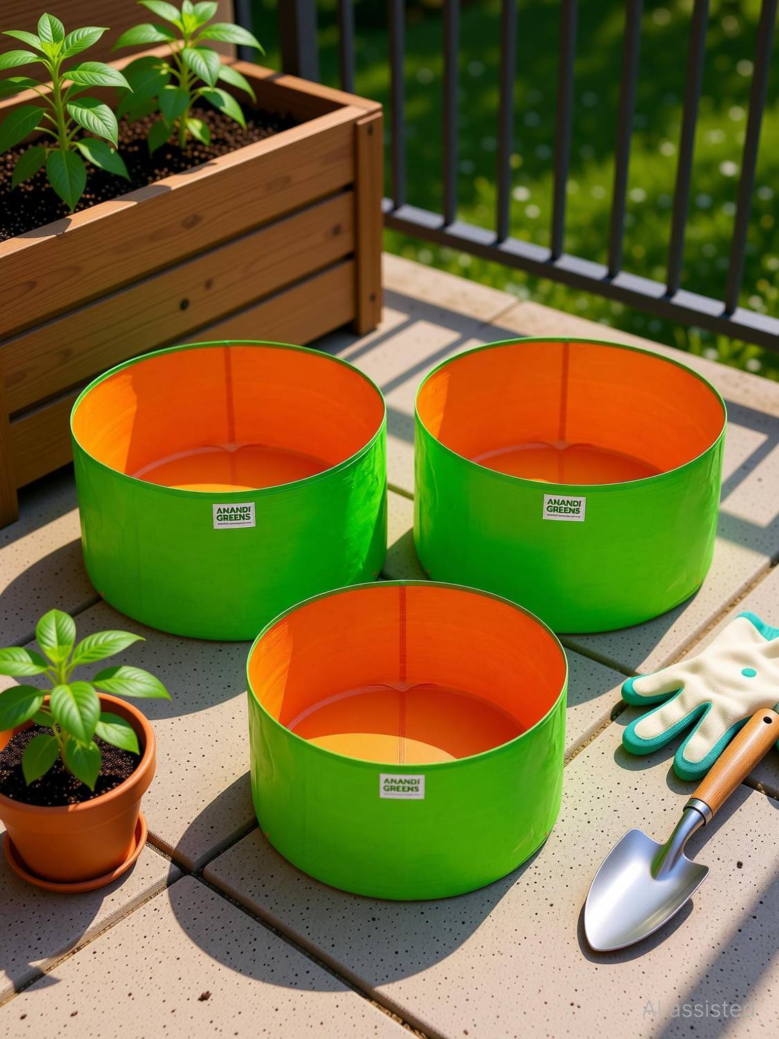 Anandi Greens 18x6 Inch HDPE Uv Protected 220 GSM Round Green Colour Plant Grow Bag