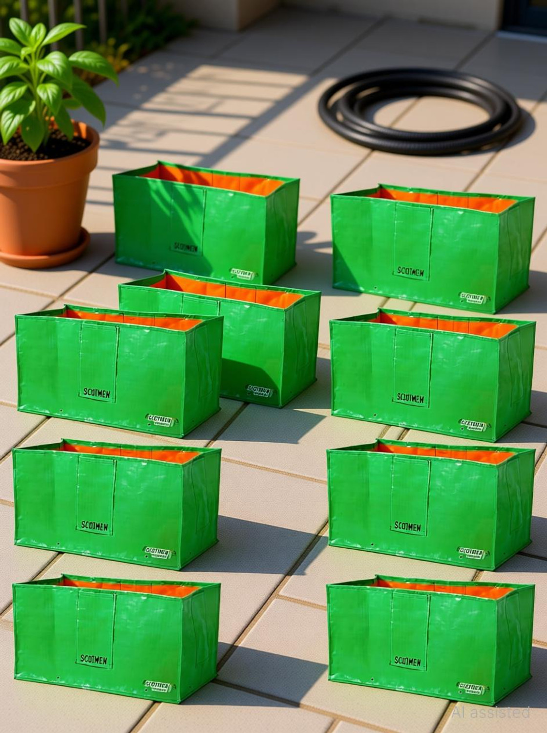 Image of SCOTMEN Pack of 10 Green Grow Bags for Home, Terrace, Plant Gardening Grow Bag