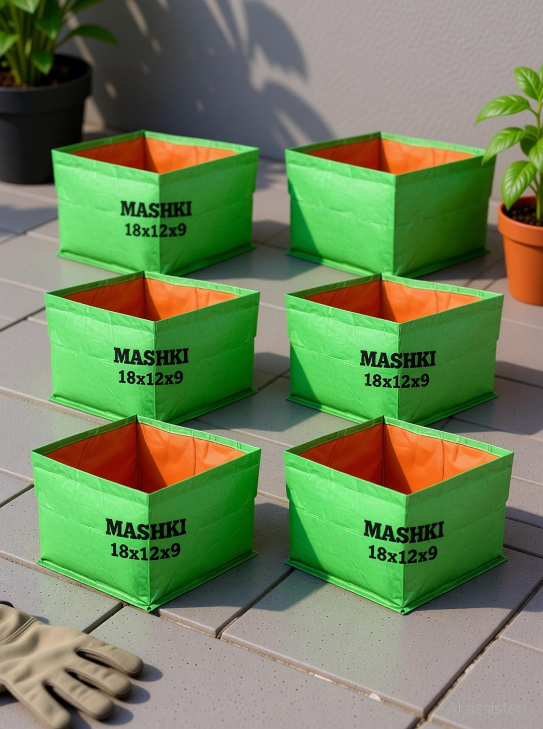 Image of MASHKI HDPE Rectangular 18 inchx12 inchx9 inch, Home Gardening, Balcony Gardening Grow Bag