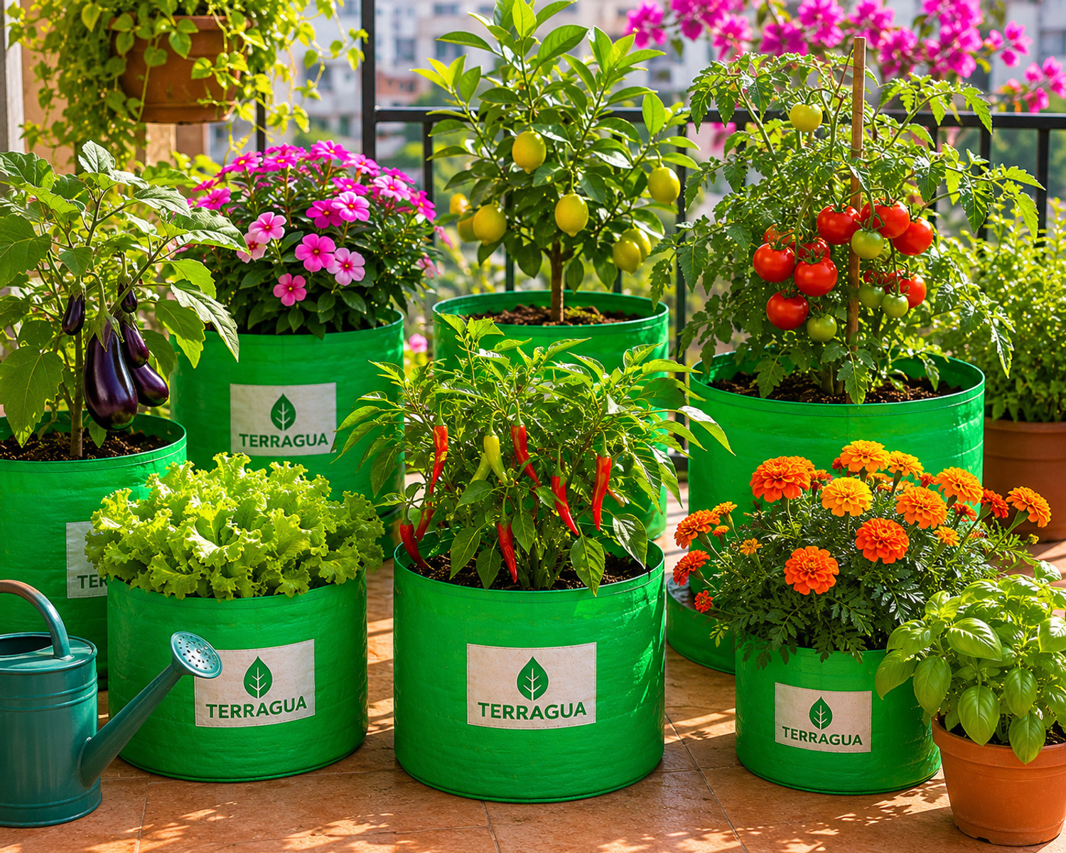 Image of TERRAGUA 18x18 Large Capacity Planting Containers for Terrace Farming 230 GSM Grow Bag