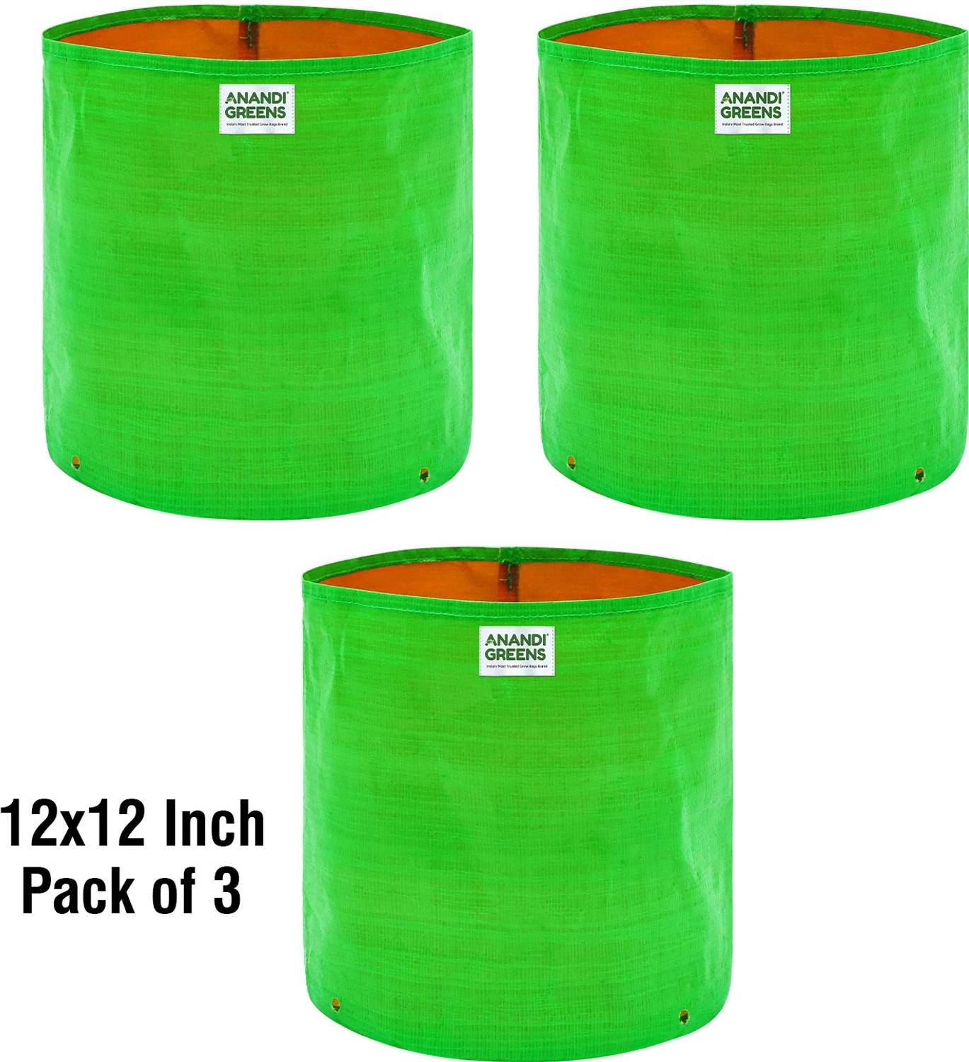 Anandi Greens HDPE UV Protected 220 GSM Round Plants grow bag, 12x12 Pack of 3 Grow Bag