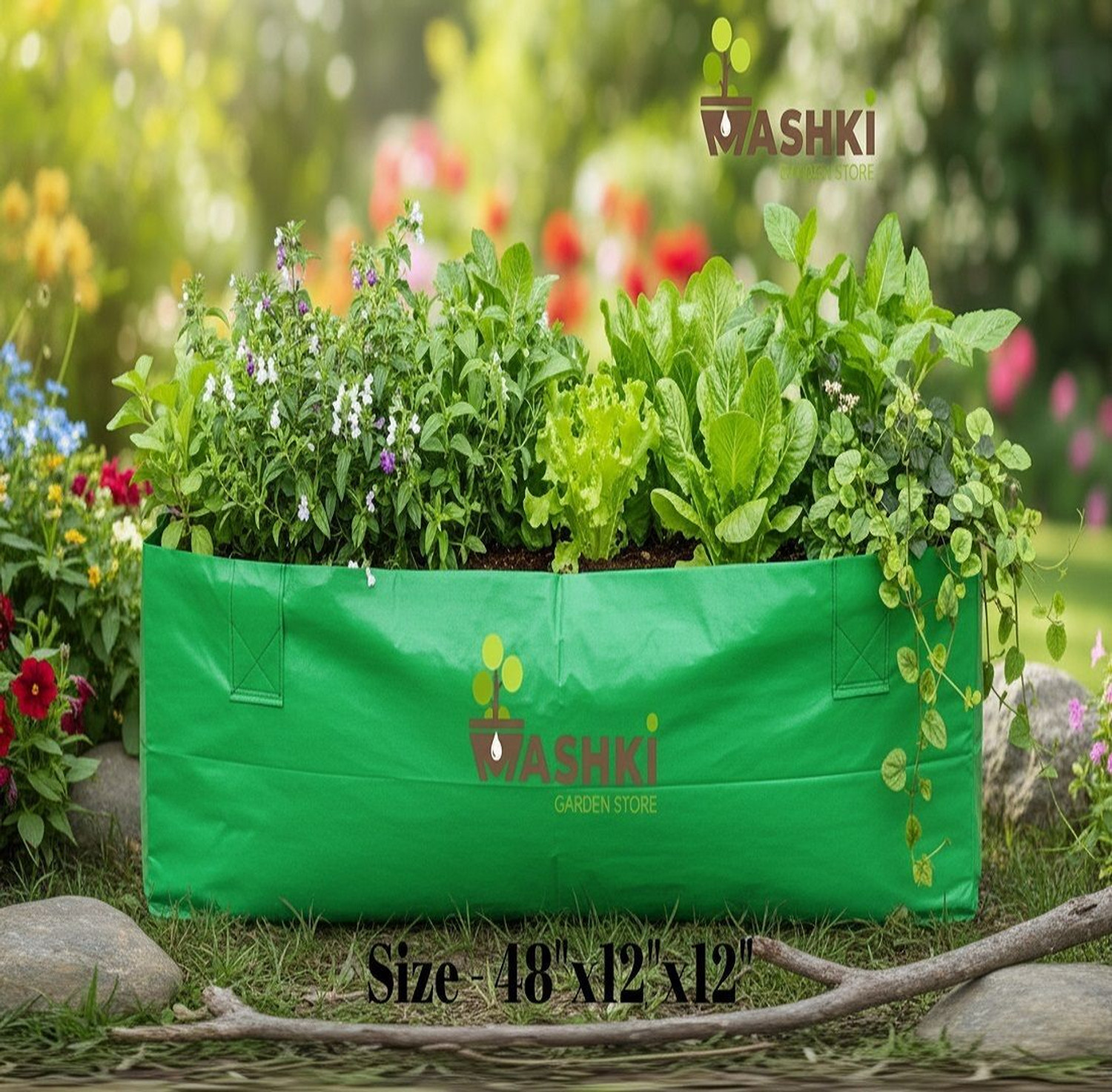 Image of MASHKI 48x12x12 Inch Grow Bag, HDPE 250 GSM HeavyDuty Vegetable, Planter for Terrace Garden Grow Bag