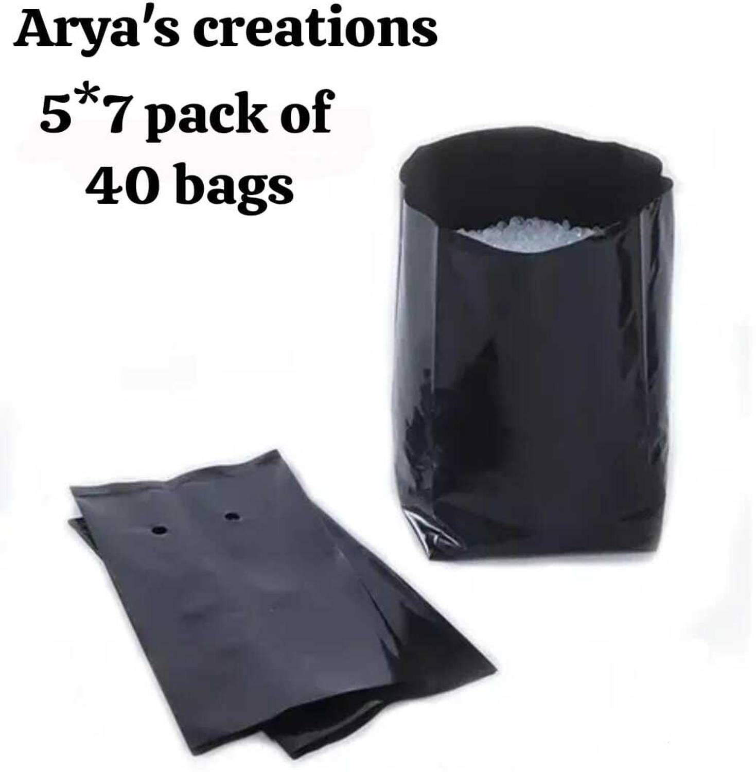 ARYASFASHION 05x07 Nursery Bags Pack of 40 plastic Poly Grow Bag