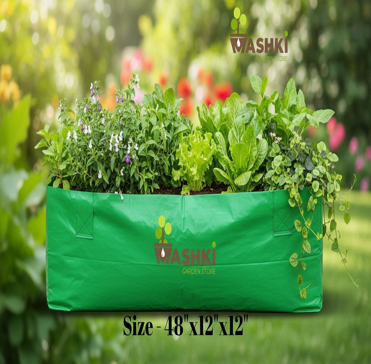 Image of MASHKI 48x12x12 Inch Grow Bag, HDPE 250 GSM HeavyDuty Vegetable, Planter for Terrace Garden Grow Bag