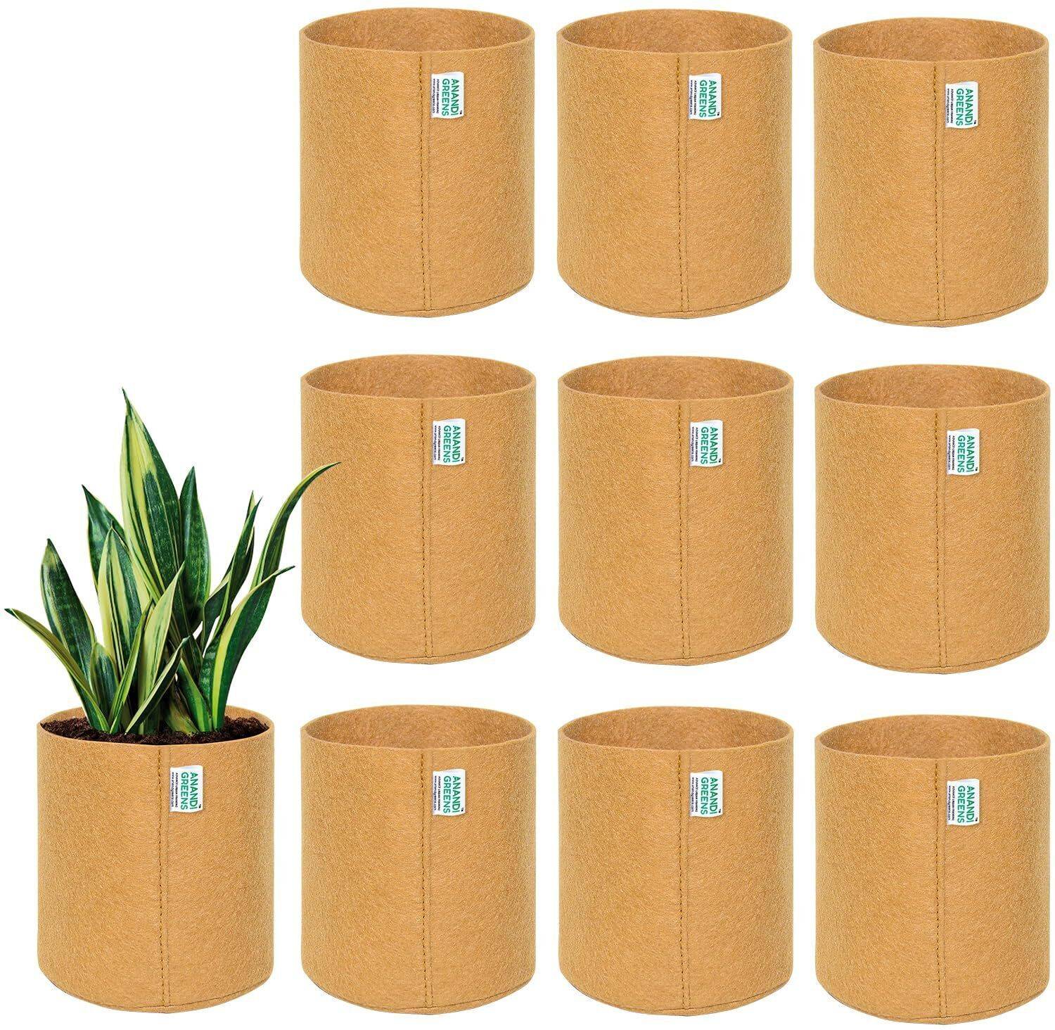 Anandi Greens 6x6 INCH Round 350 GSM Geo Fabric Cemal Color Grow Bag
