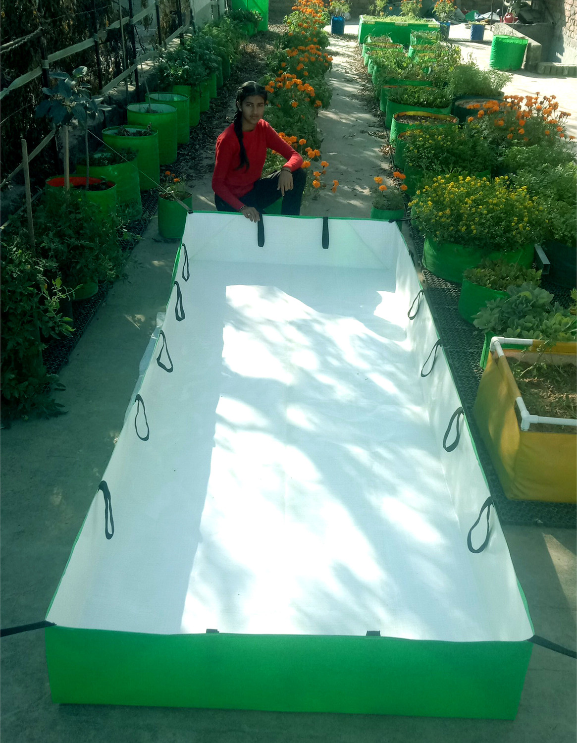 Image of GARDECO 450 GSM HDPE Fabric Azolla Growing Bed(Azolla Bed) 10ft x 4ft x 1ft Grow Bag