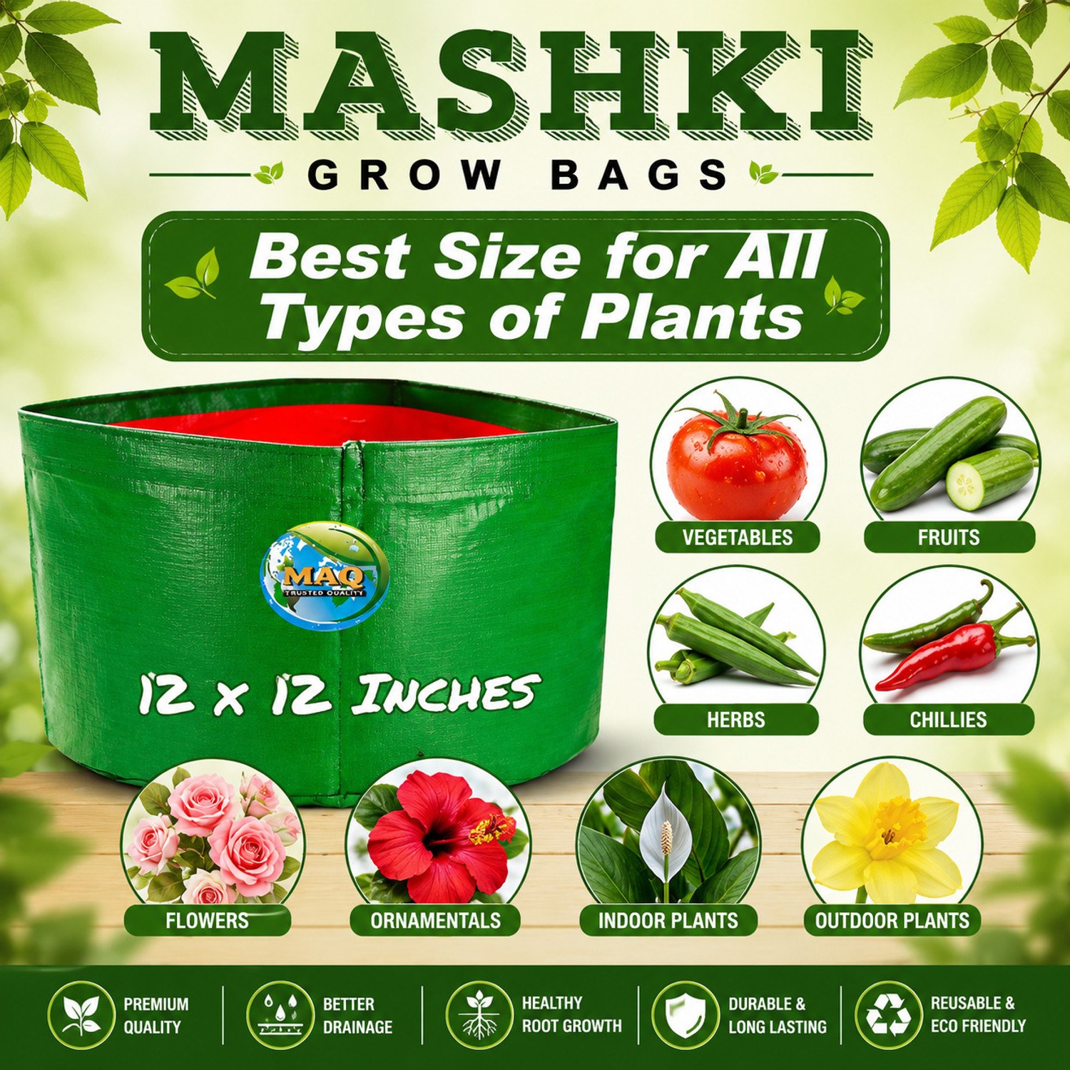 Image of MASHKI Terrace gardening, Home Gardening, Kitchen, Balcony Gardening Grow Bag