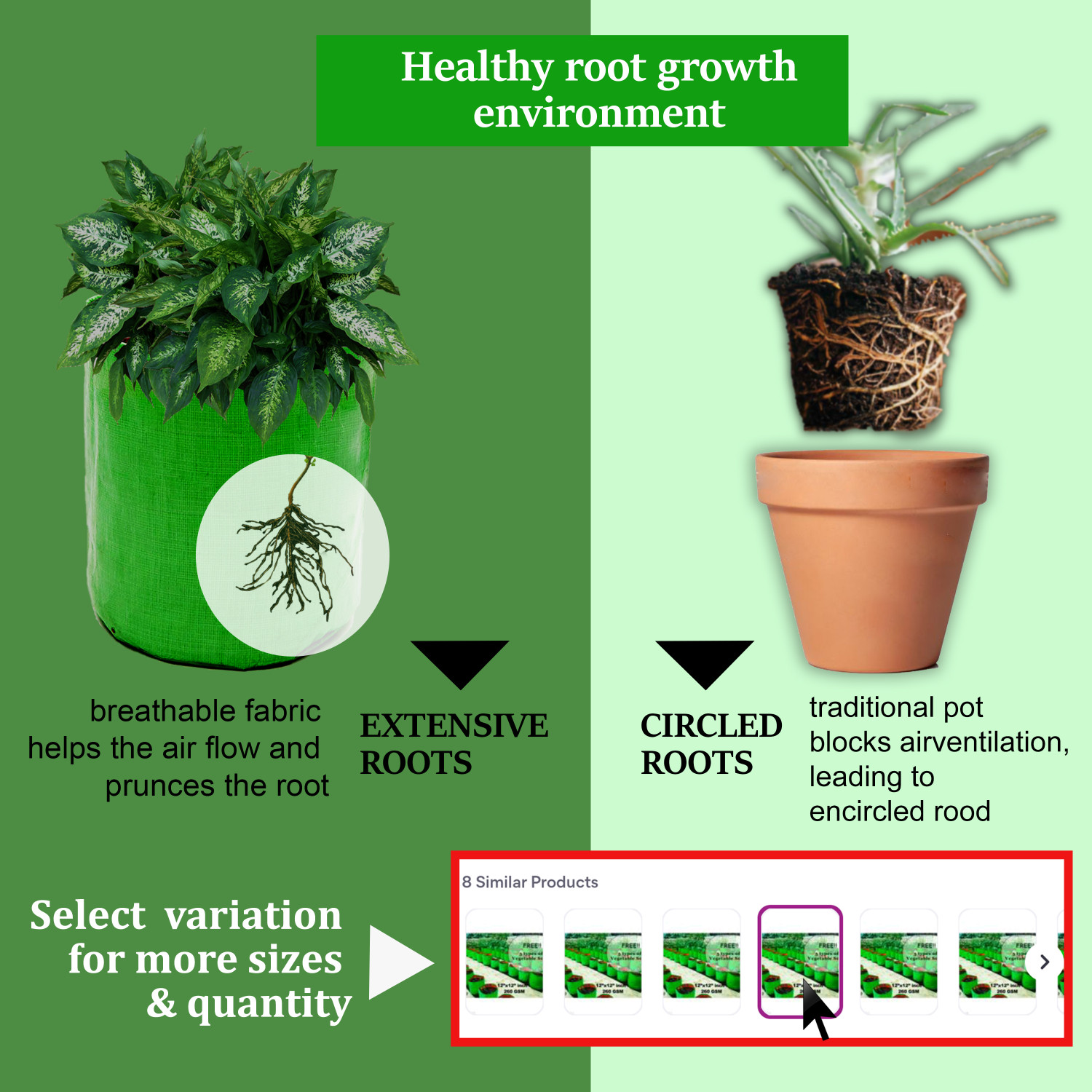 Image of heliland plant bag 48x12x12 in pack 1, plant growing plastic bag, rectangular grow bags Grow Bag