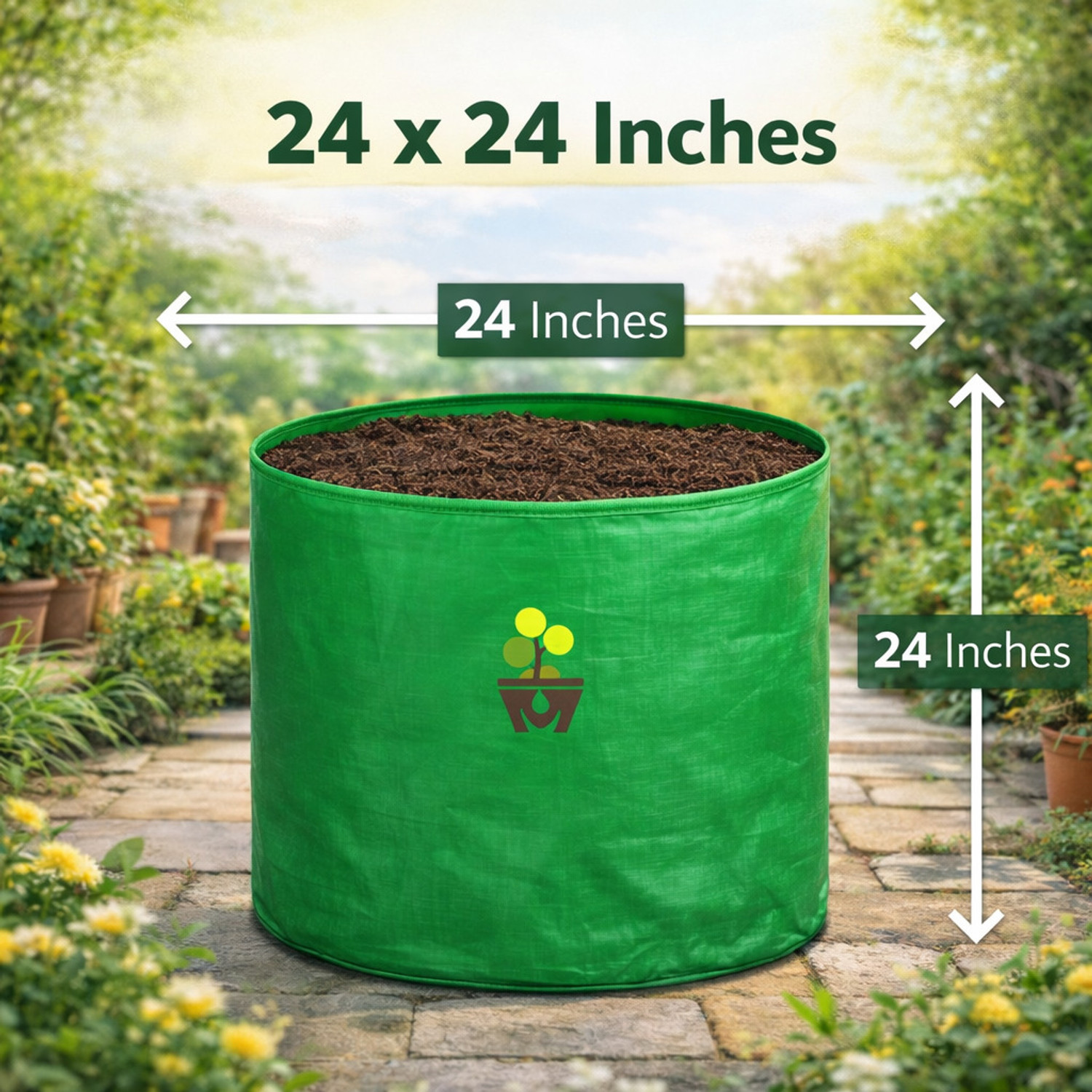 Image of MASHKI Green Bags For Plants, Of Size 24x24 Inches, Hdpe Grow Bags, Plant Bags, Bag Plant Grow Bag