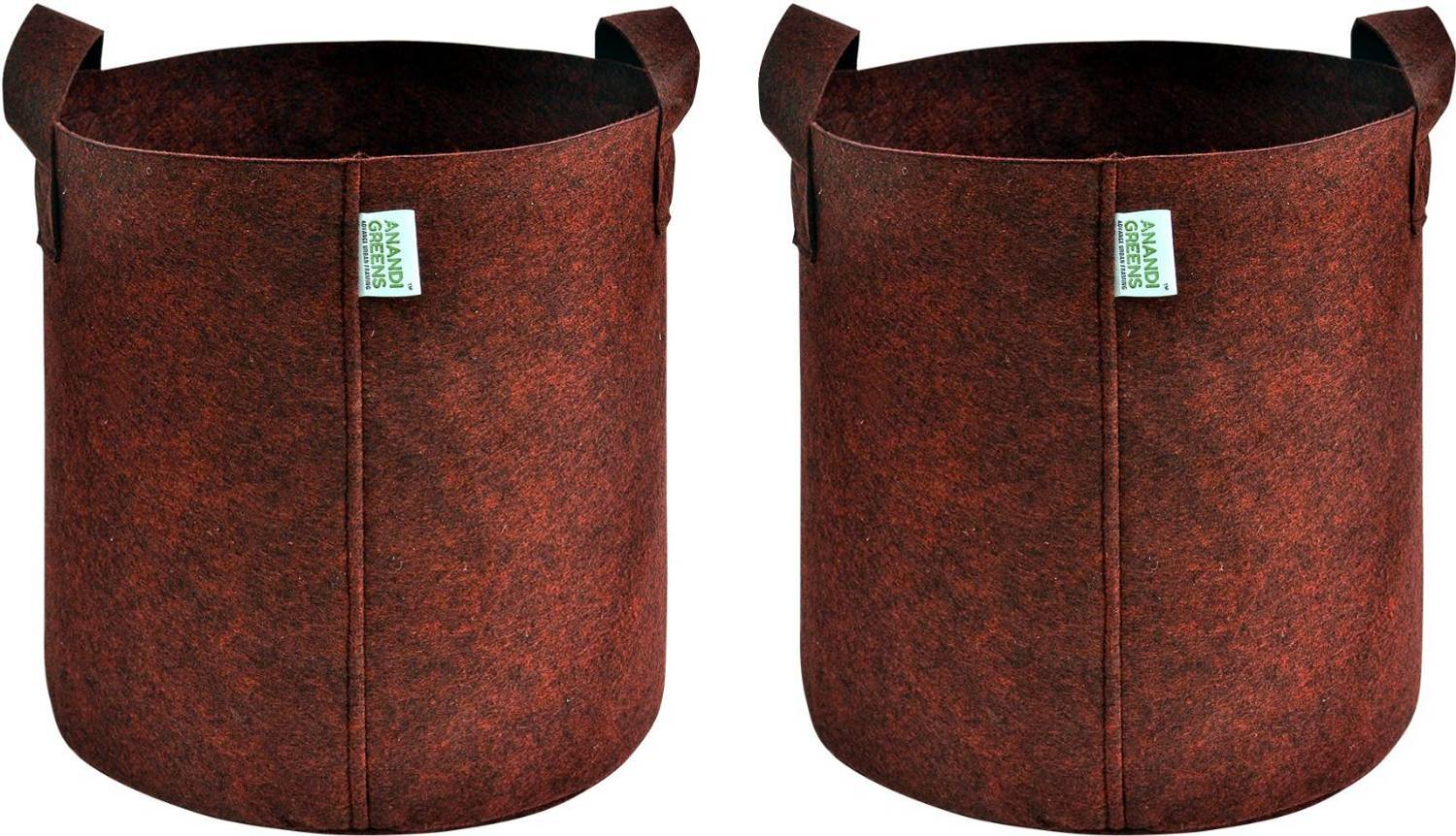 Anandi Greens 9x9 INCH 350 GSM Geo Fabric Maroon color Round With Handle Plant Grow Bag