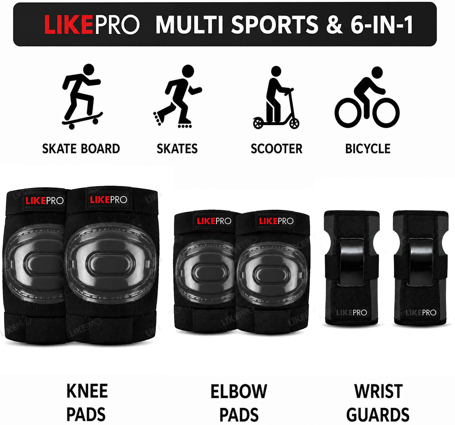 Image of LIKEPRO Kids Skating Protective Set (Ages 3-5-8-14 Yrs) With Skipping Rope Skating Guard Combo