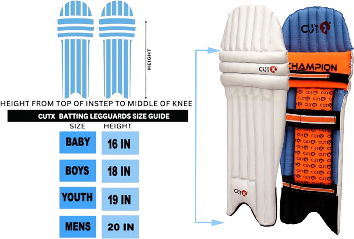 Image of CUTX Cricket Kit Baby, Legguard, Glove, Thigh & Arm Pad, Bat (Size Full for 18+ Yrs) Cricket Kit