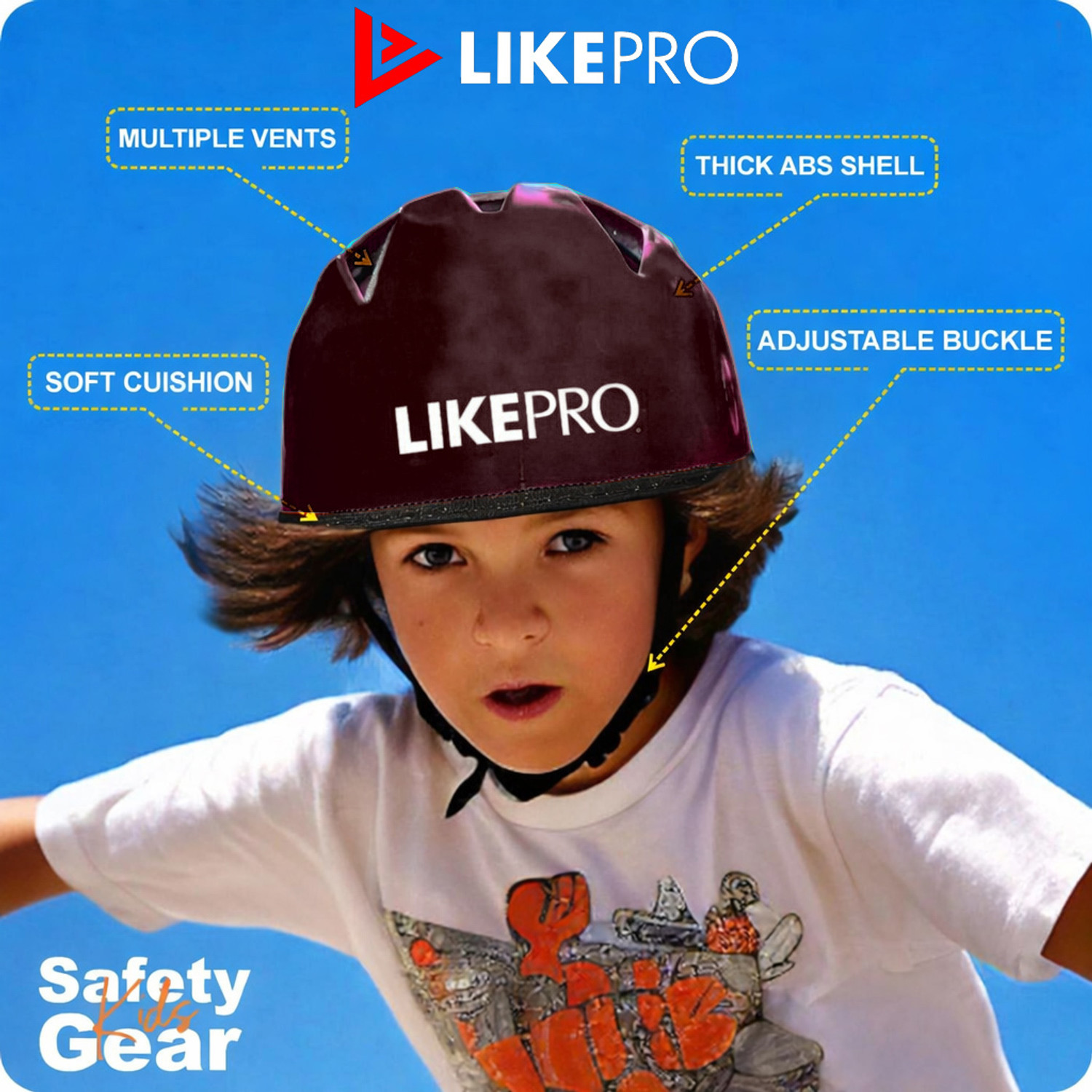 Image of LIKEPRO Kids Skating Safety Set from for Ages 3-5-8-14 Boys Skating Guard Combo Skating Guard Combo