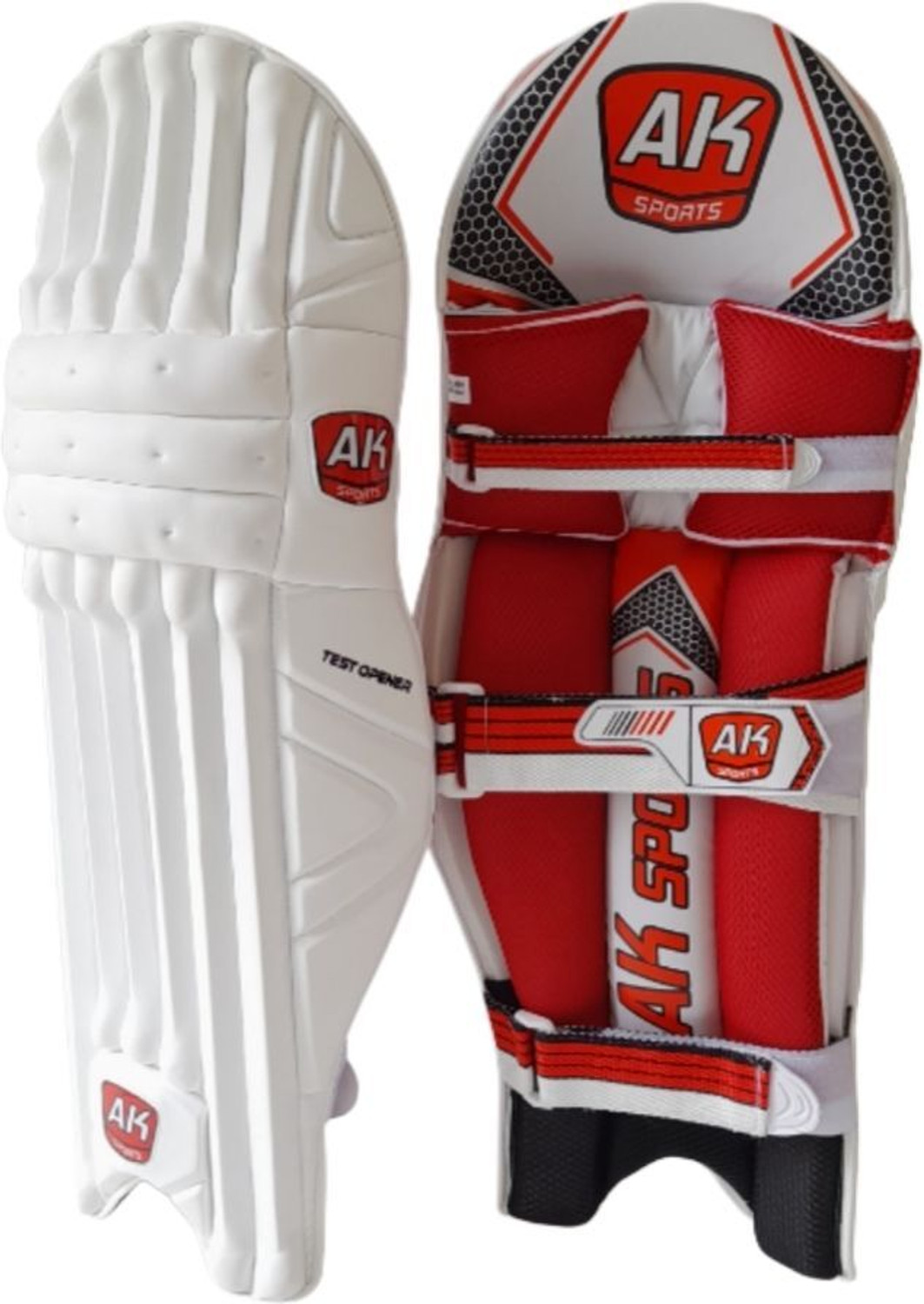 Image of Aksports AK Batting Legguard /Pad TEST OPENER White 27 Inch ( Right Hand Batsman) Cricket Guard Combo