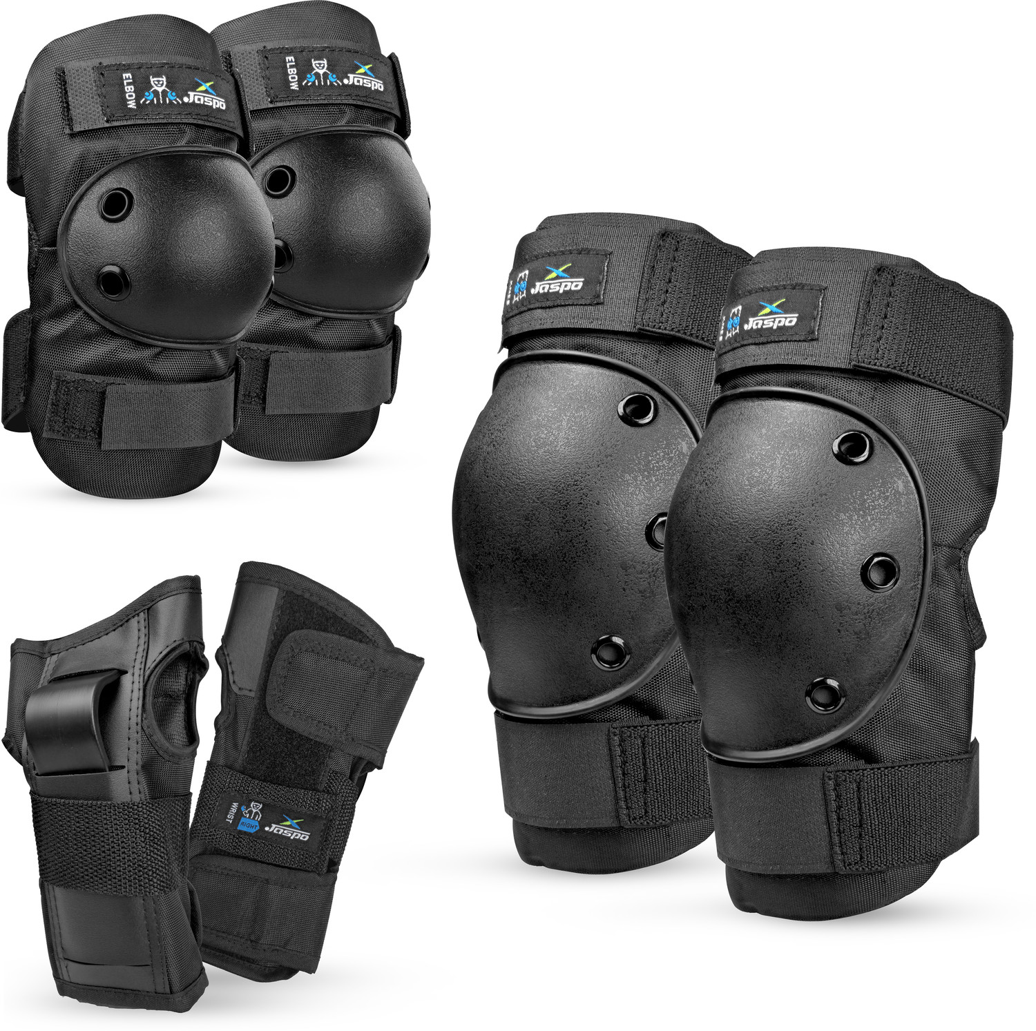 Image of Jaspo Impact Protective Gear Set|Knee, Elbow & Wrist Guards with PE Shell,8mm EVA Foam Skating Guard Combo