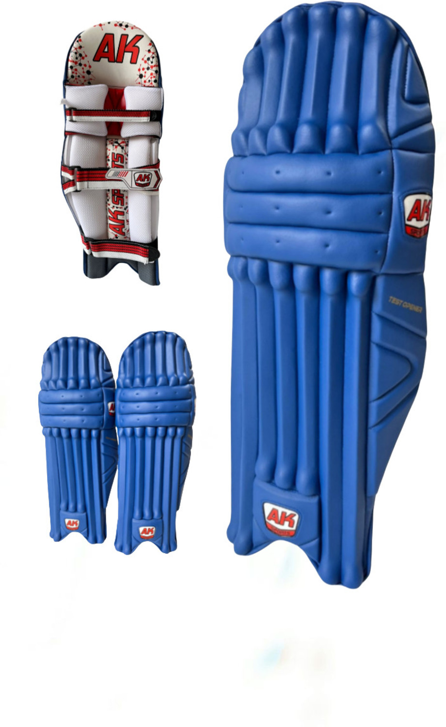 Image of Aksports AK Batting Legguard /Pad TEST OPENER Indian Blue 27 Inch Men's (Right Hand ) Cricket Guard Combo