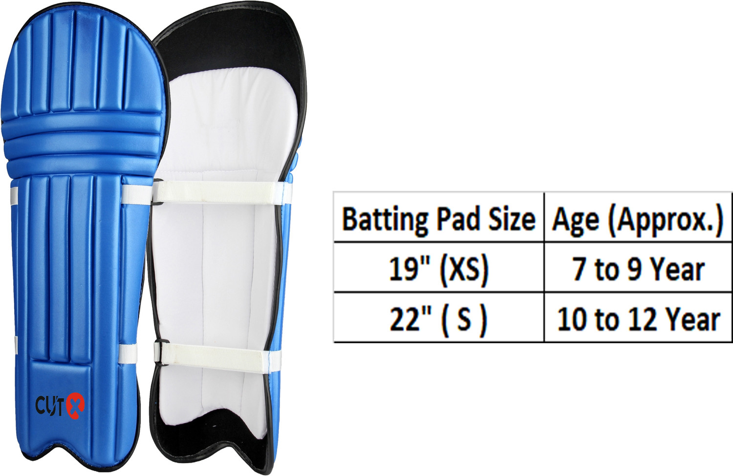 Image of CUTX Cricket Batting Legguard for Kids, Cheap Moulded Blue 22inch for 10 to 12 Years Cricket Guard Combo