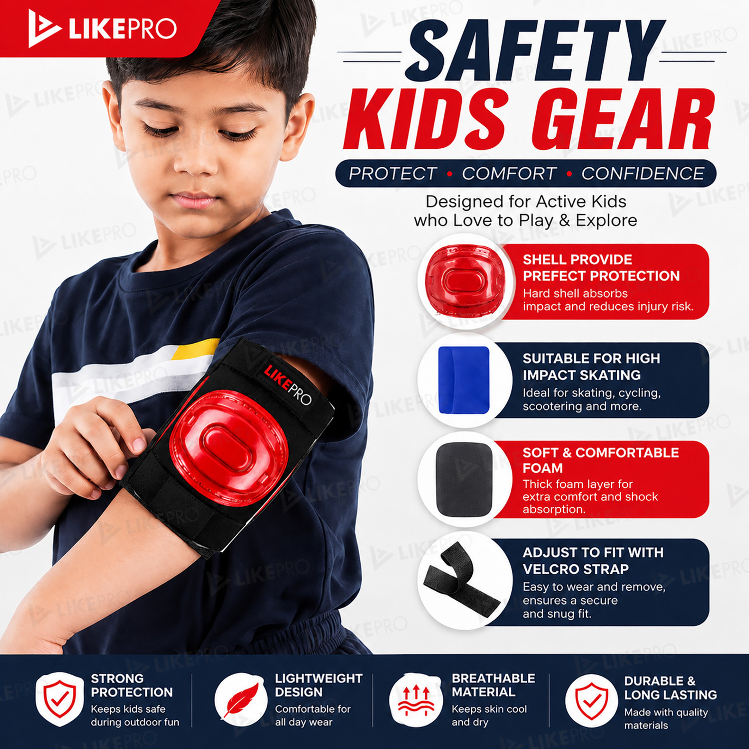Image of LIKEPRO Kids Skating Protective Set (Ages 3-5-8-14 Yrs) With Skipping Rope Skating Guard Combo