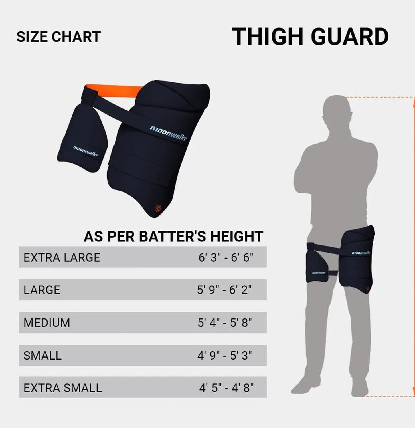 Image of exton Orenge right hand Cricket Thigh Guard