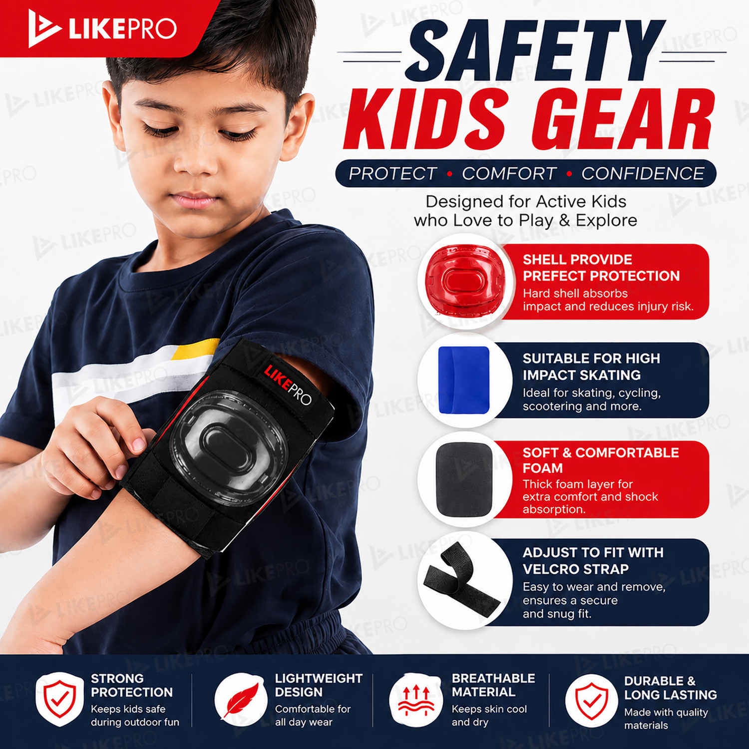 Image of LIKEPRO Kids Skating Protective Set (Ages 3-5-8-14 Yrs) With Skipping Rope Skating Guard Combo
