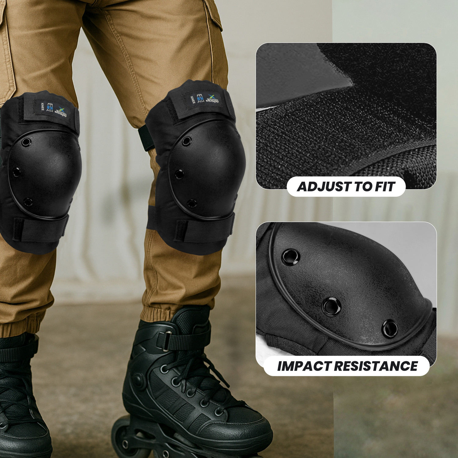 Image of Jaspo Impact Protective Gear Set|Knee, Elbow & Wrist Guards with PE Shell,8mm EVA Foam Skating Guard Combo